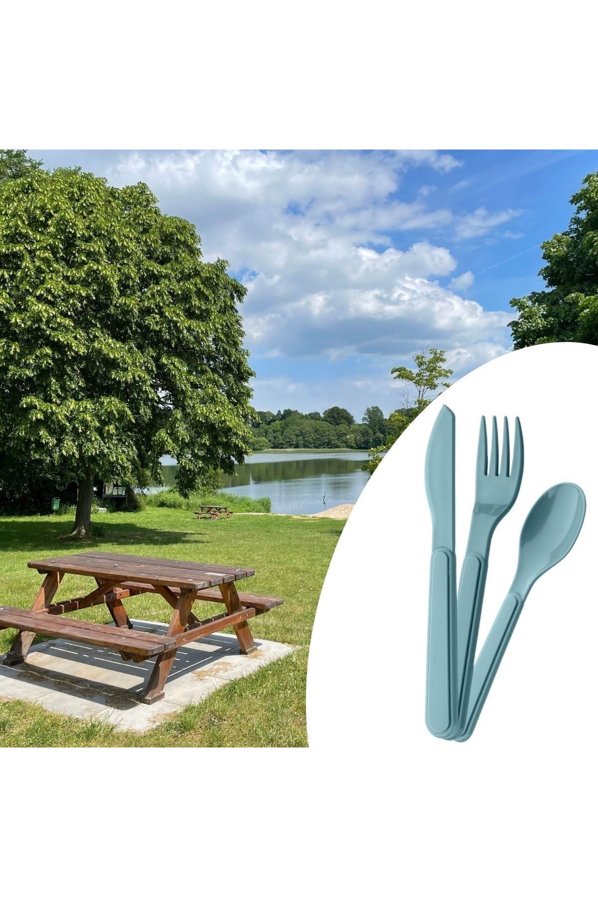 Kendiliğinden Kutulu Hijjenik Plastik Piknik Tipi Çatal Kaşık Bıçak Seti
