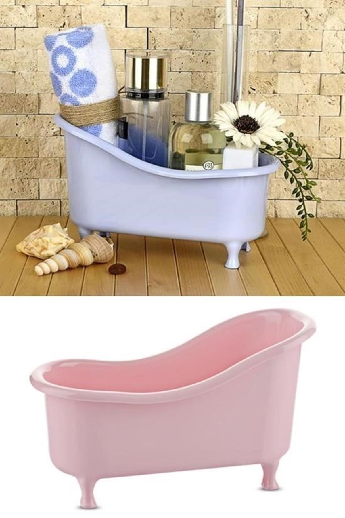 Tbl Dekor® Dekoratif Mini Küvet Şeklinde Çok Amaçlı  Banyo Düzenleyici Sepet