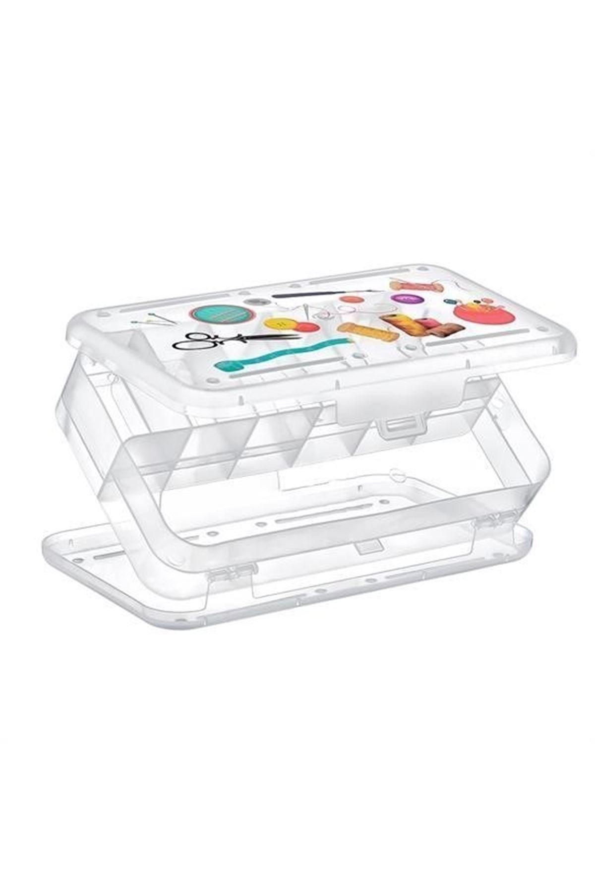 Tbl Dekor® Çift Taraflı Bölmeli Hobi Dikiş Kutusu Ardunio Malzeme Kutusu