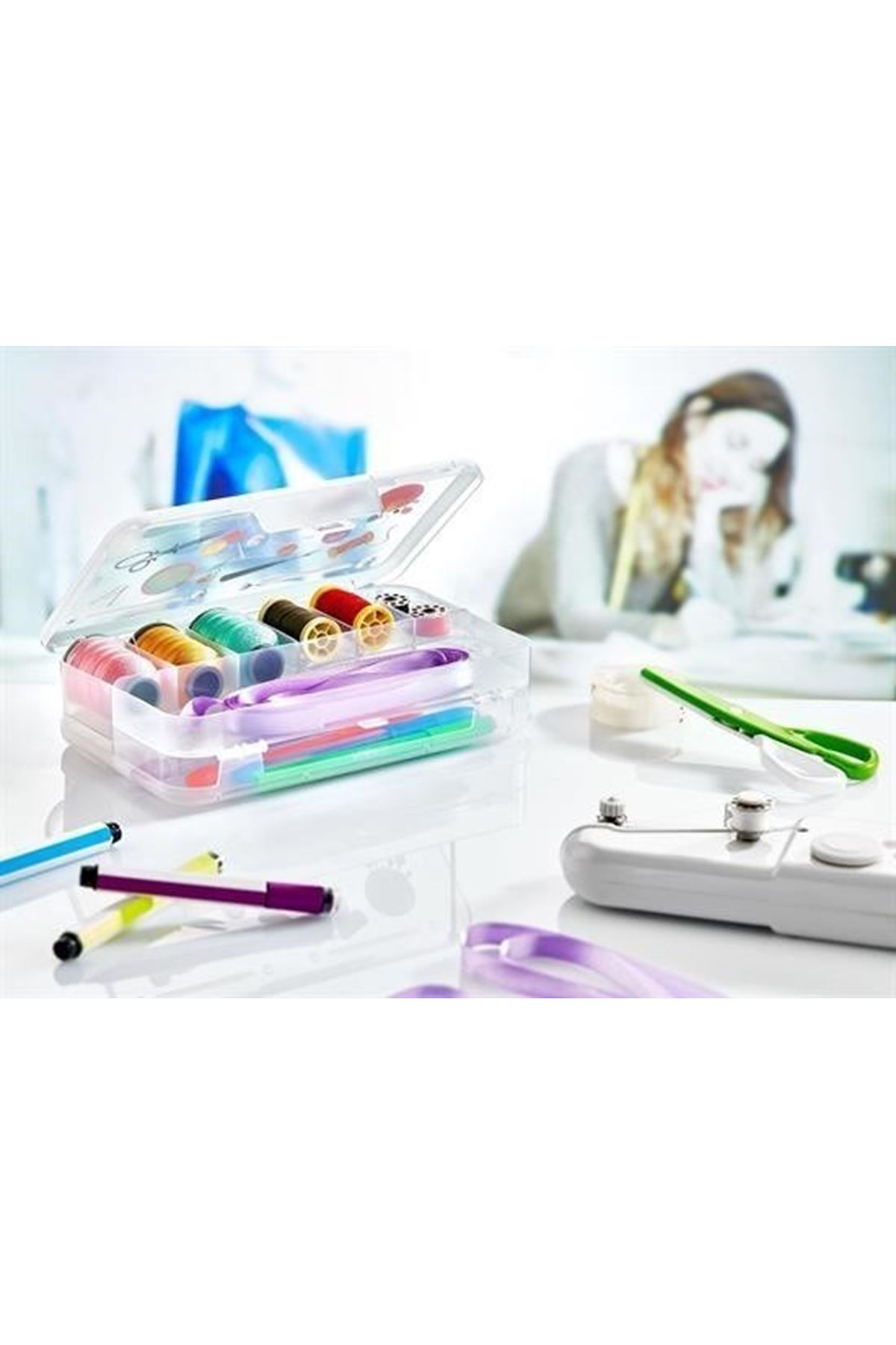 Tbl Dekor® Çift Taraflı Bölmeli Hobi Dikiş Kutusu Ardunio Malzeme Kutusu