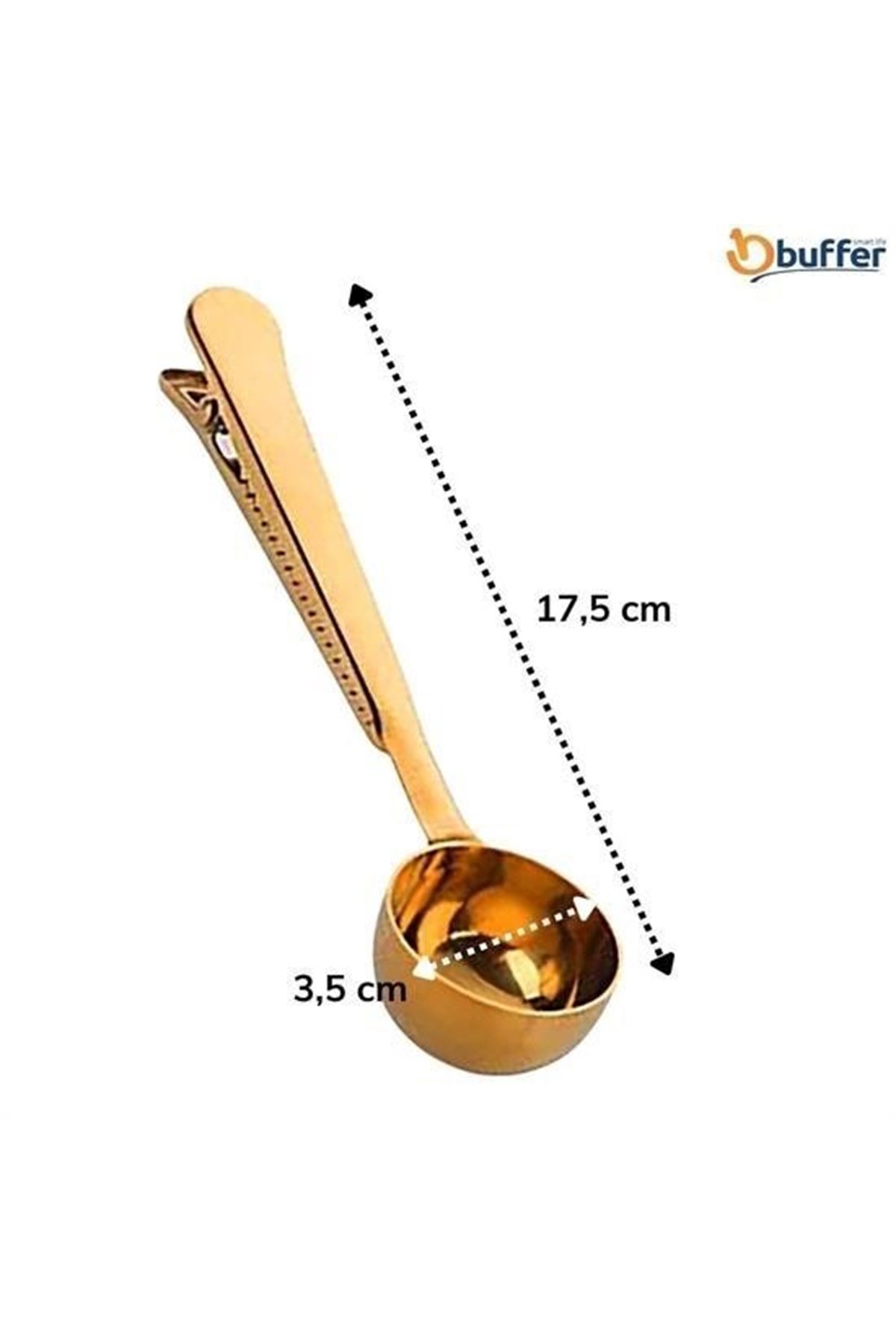 Tbl Dekor® Mandallı Kahve Ölçü Kaşığı Gold Çok Fonksiyonlu Paslanmaz Çelik Kaşık