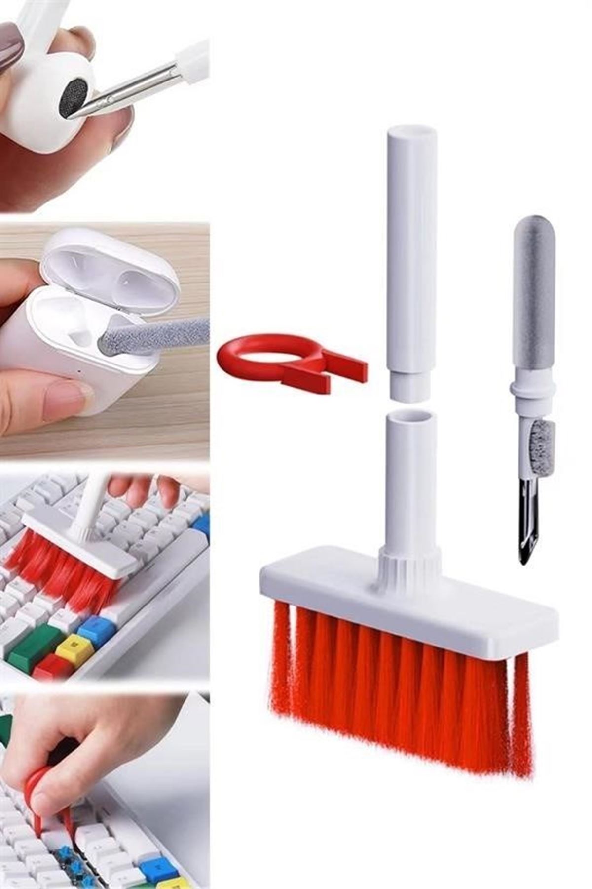 Tbl Dekor® Çok Amaçlı Kırmızı Hassas Fırça Başlıklı  Bilgisayar Laptop Temizleme Fırçası