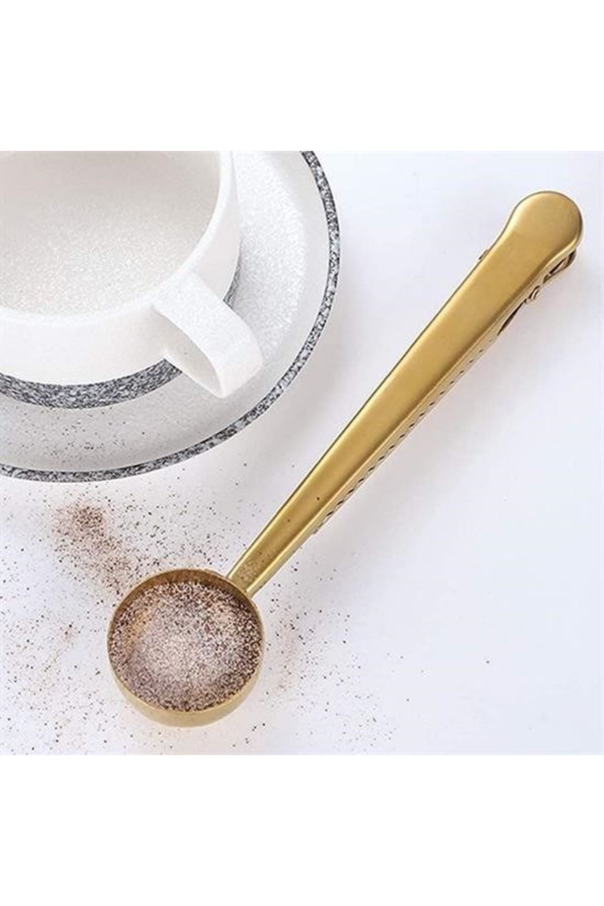Tbl Dekor® Mandallı Kahve Ölçü Kaşığı Gold Çok Fonksiyonlu Paslanmaz Çelik Kaşık