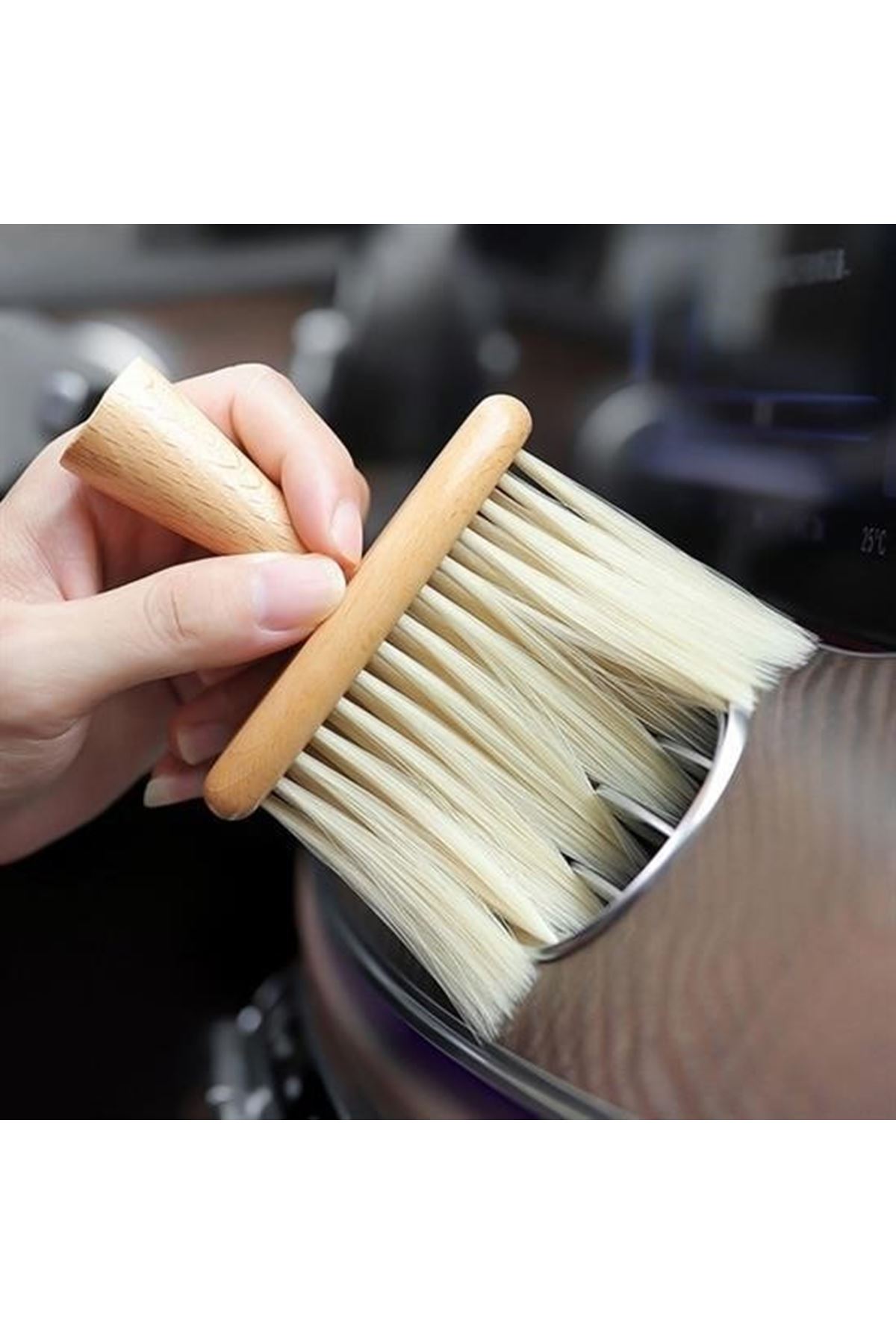 Tbl Dekor® Araba İçin Ahşap Saplı Yumuşak Kıl Fırça Detaylı Toz Alma Temizleme Fırçası