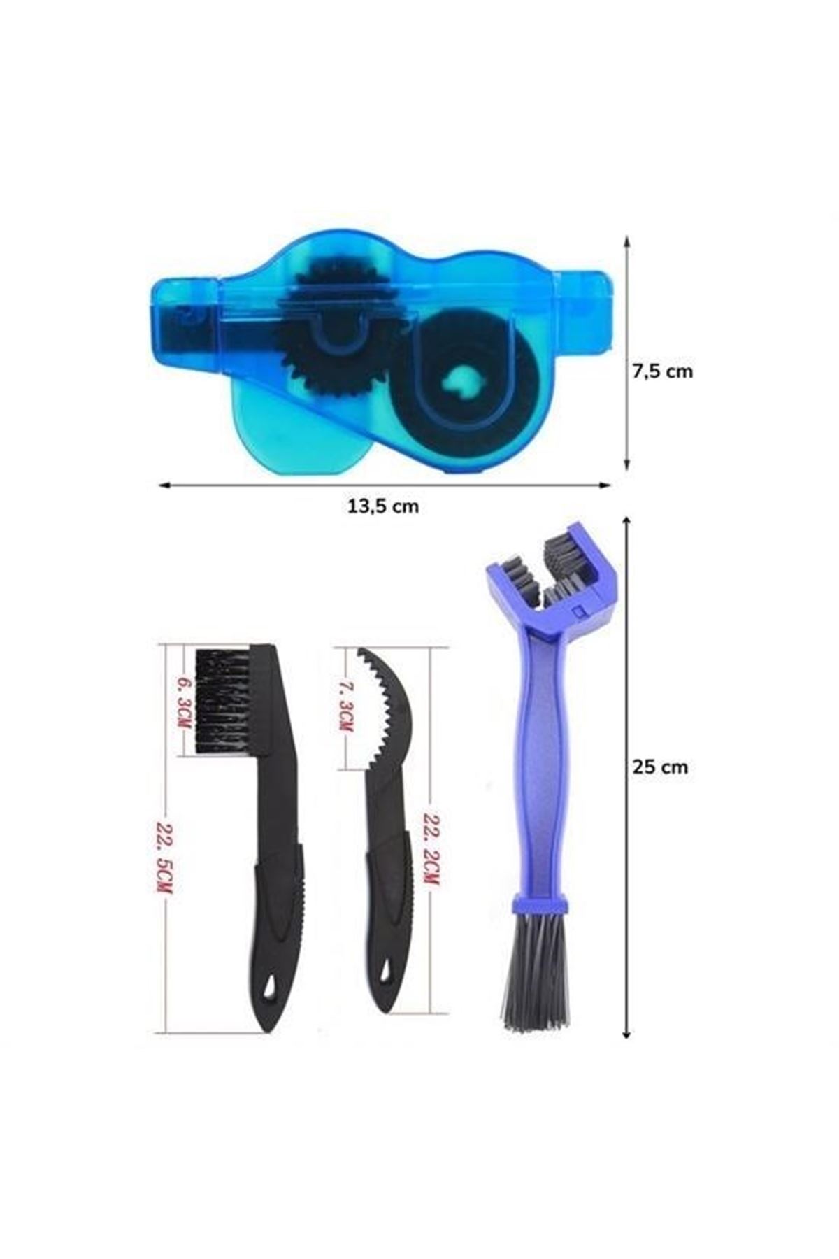 Tbl Dekor® Bisiklet Zincir Dişlisi Koruyucu Pas Sökücü Temizleme Fırçası Aparatı Bakım Seti 4 Parça