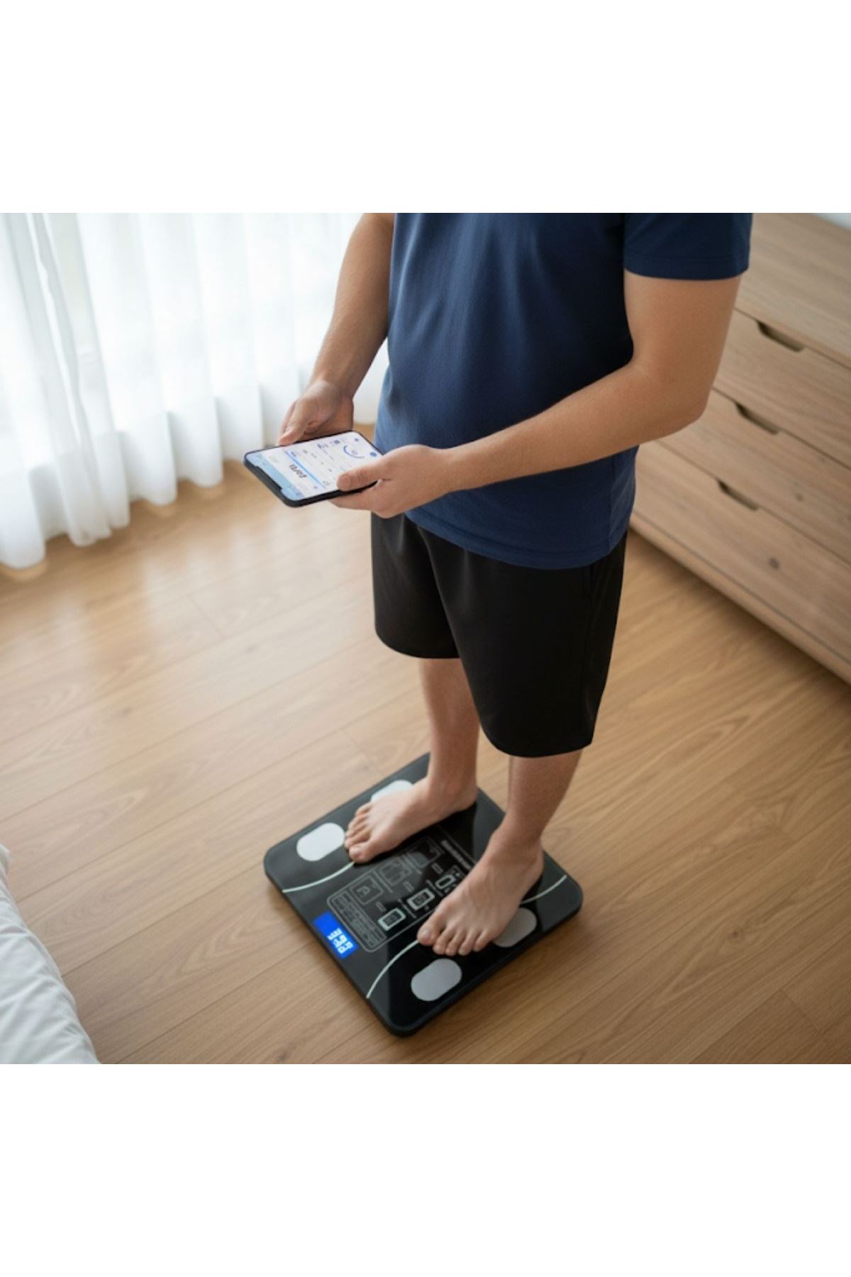 Tbl Dekor® Dijital Baskül Yağ Ölçer Fonksiyonlu Akıllı Baskül Bluetooth Bağlantılı Tartı