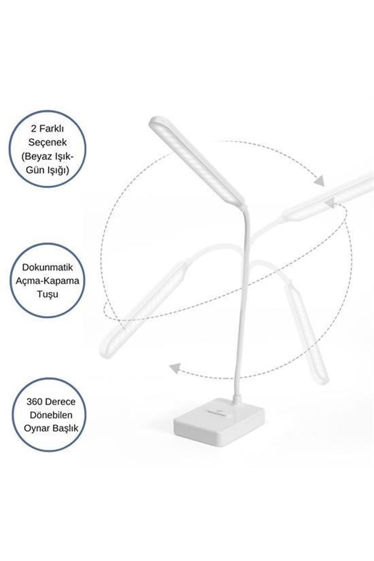 Tbl Dekor® İnce Uzun USBli Dokunmatik 3 Kademeli 360 Derece Özel Göz Korumalı led Lityum Masa Lambası