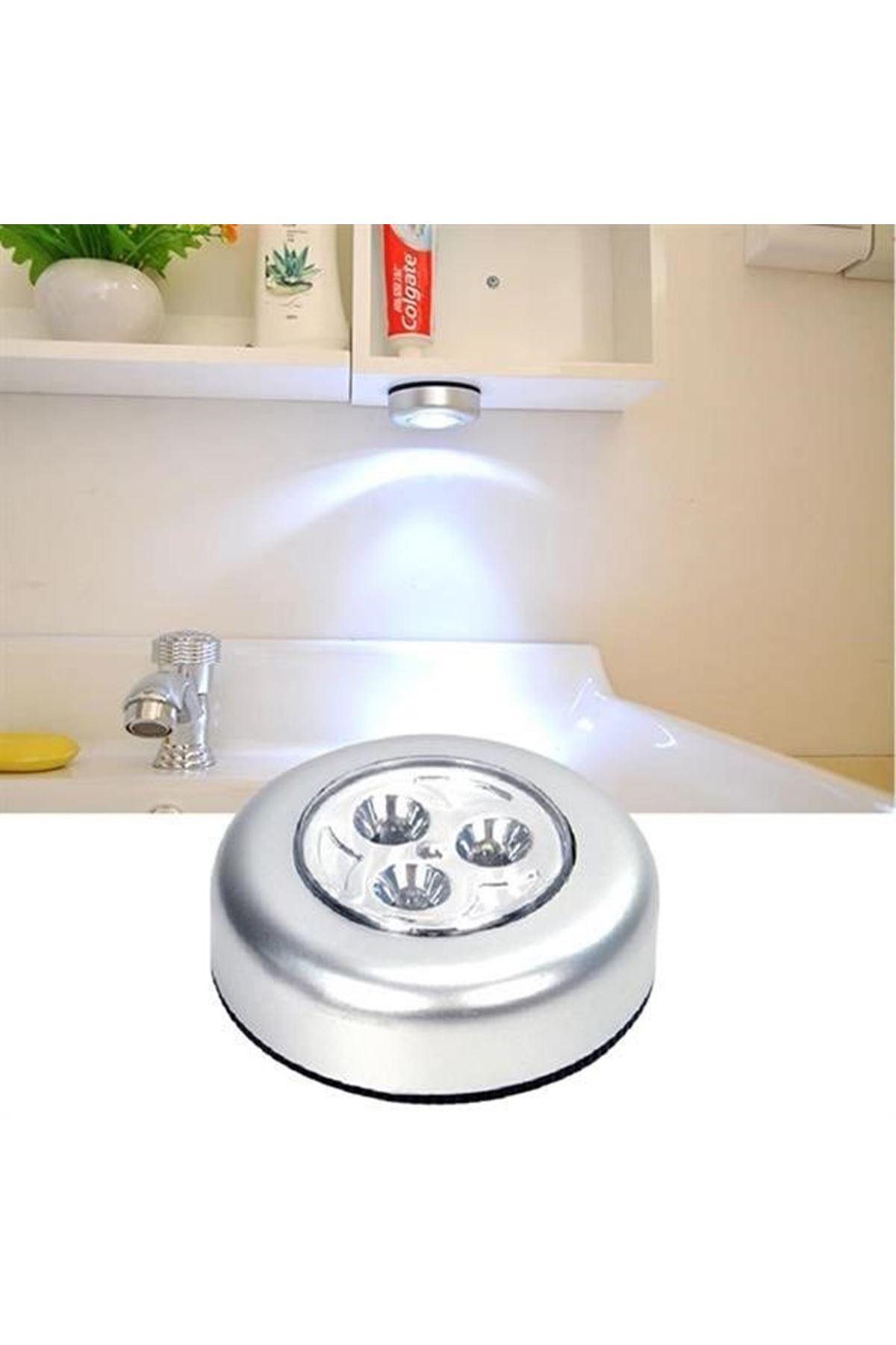 Tbl Dekor® Kablosuz Spot Pilli Dokunmatik Led Lamba 3 Ledli Dolap Lambası