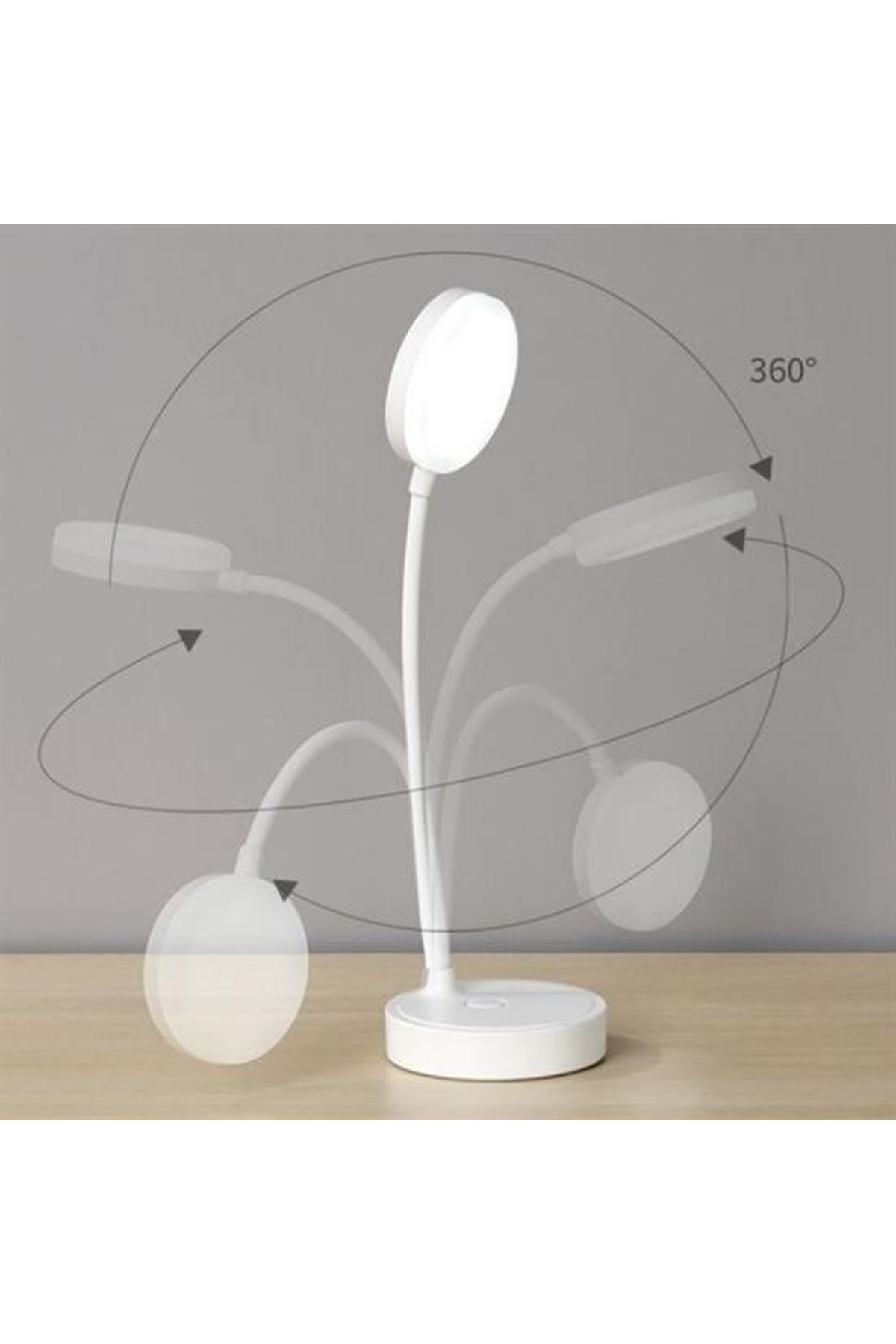 Tbl Dekor® Yuvarlak USBli Dokunmatik 3 Kademeli 360 Derece  Özel Göz Korumalı Led Lityum Masa Lambası