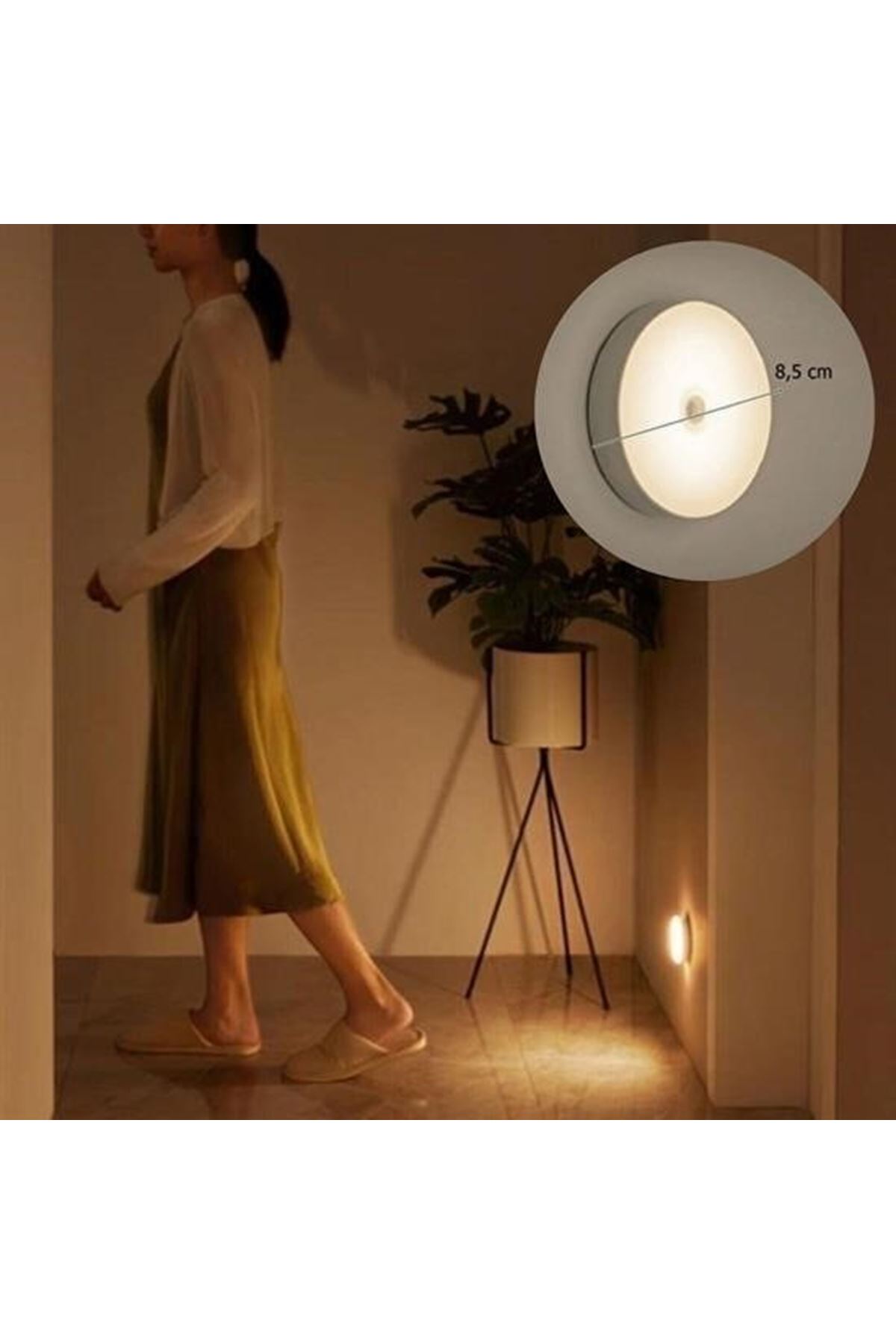 Tbl Dekor® Hareket Sensörlü Usb Şarjlı Spot Lamba Mıknatıslı ve Yapışkanlı Gün Işığı Renk Led