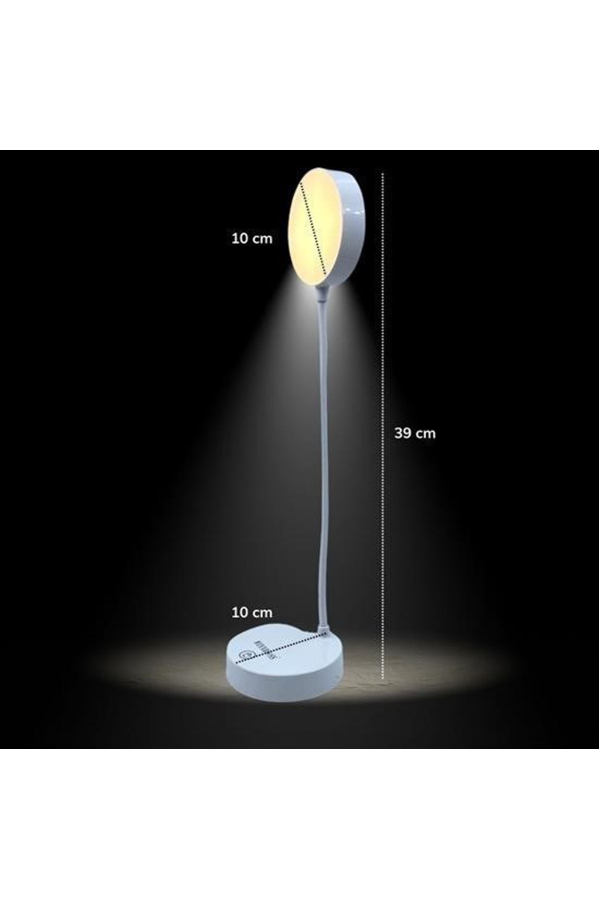 Tbl Dekor® Yuvarlak USBli Dokunmatik 3 Kademeli 360 Derece  Özel Göz Korumalı Led Lityum Masa Lambası