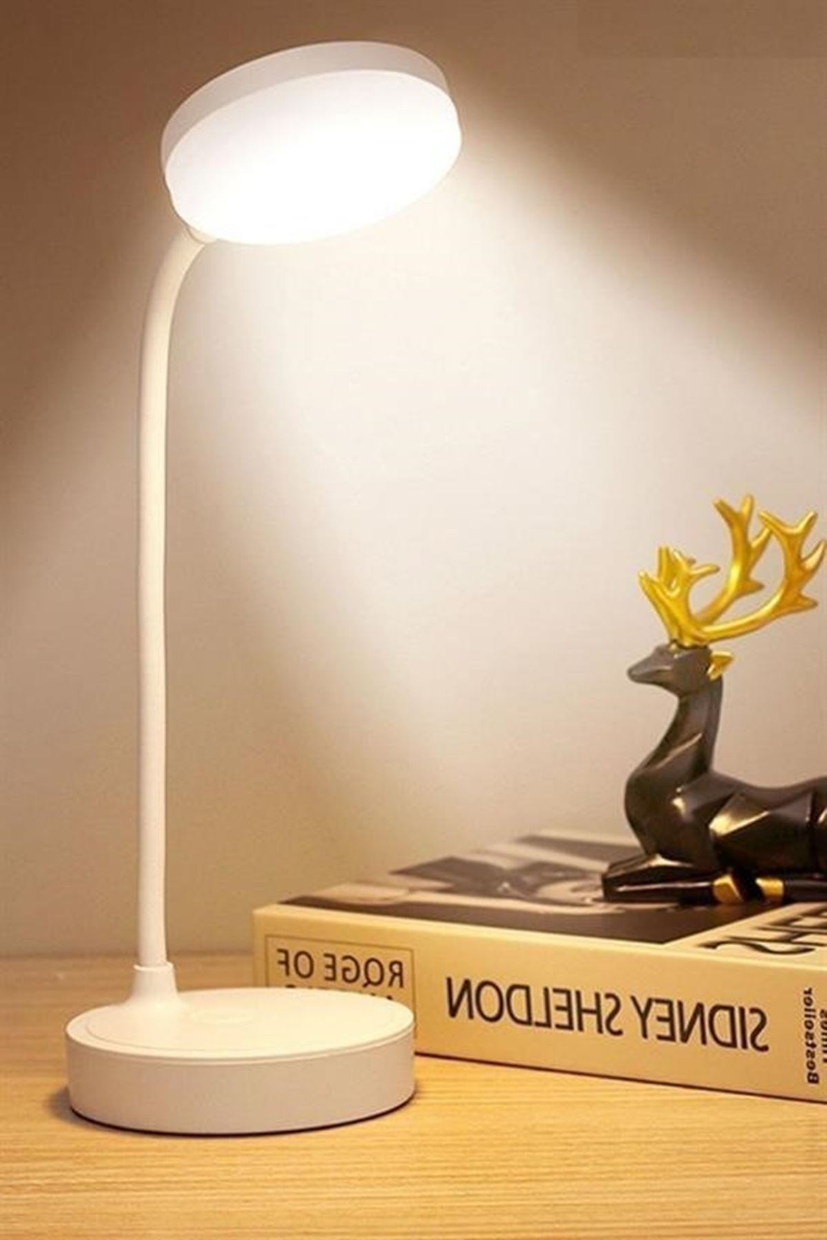 Tbl Dekor® Yuvarlak USBli Dokunmatik 3 Kademeli 360 Derece  Özel Göz Korumalı Led Lityum Masa Lambası