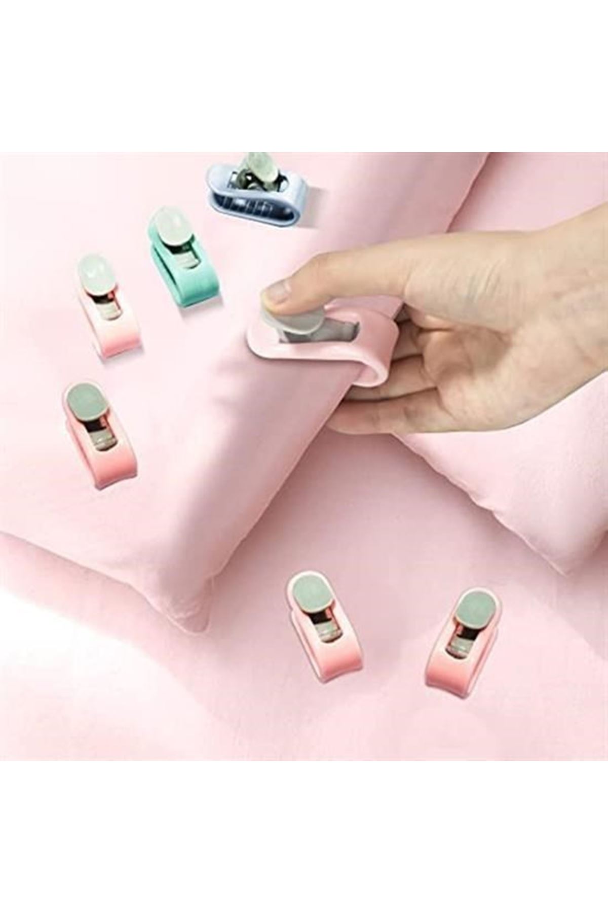 Tbl Dekor® 4 Adet İğnesiz Yorgan Çarşaf Ve Perde Tutucu Sabitleyici Kaydırmaz Örtü Düzenleyici Klips