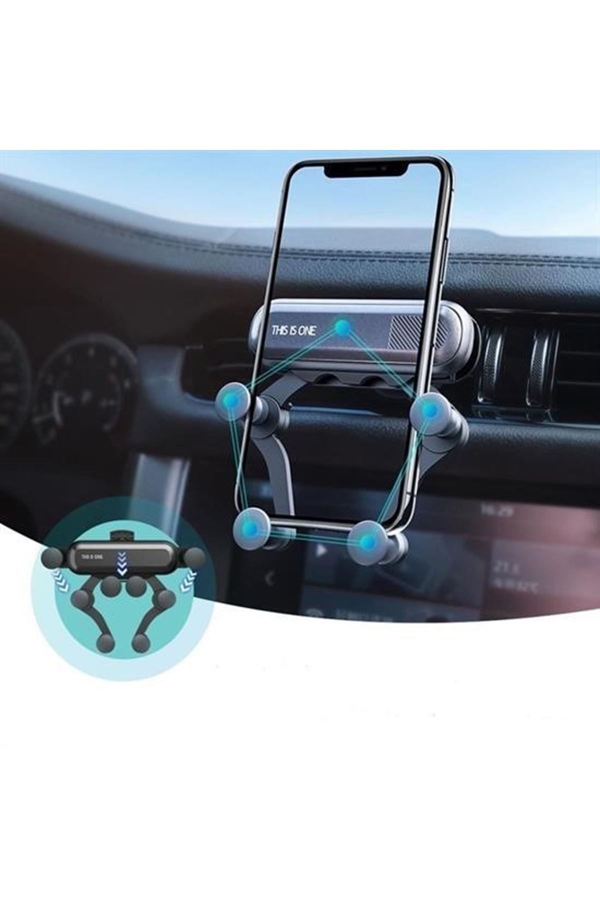 Tbl Dekor® 4 Nokta Destekli Araç İçi Cep Telefonu Sabitleyici Tutucu Aparat