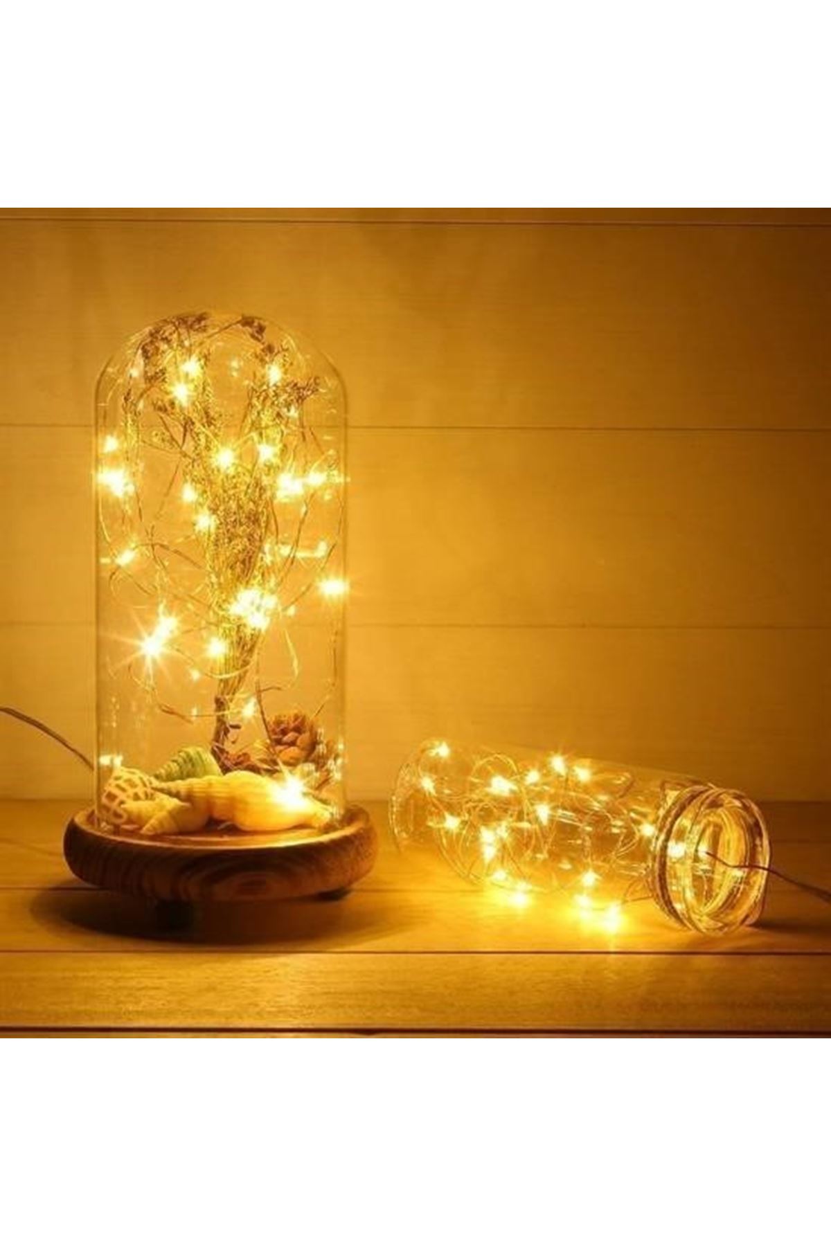 Tbl Dekor® Peri Led Işık 5 Metre (Sarı) Pilli Aydınlatma Şerit Saçak Spot Süsleme