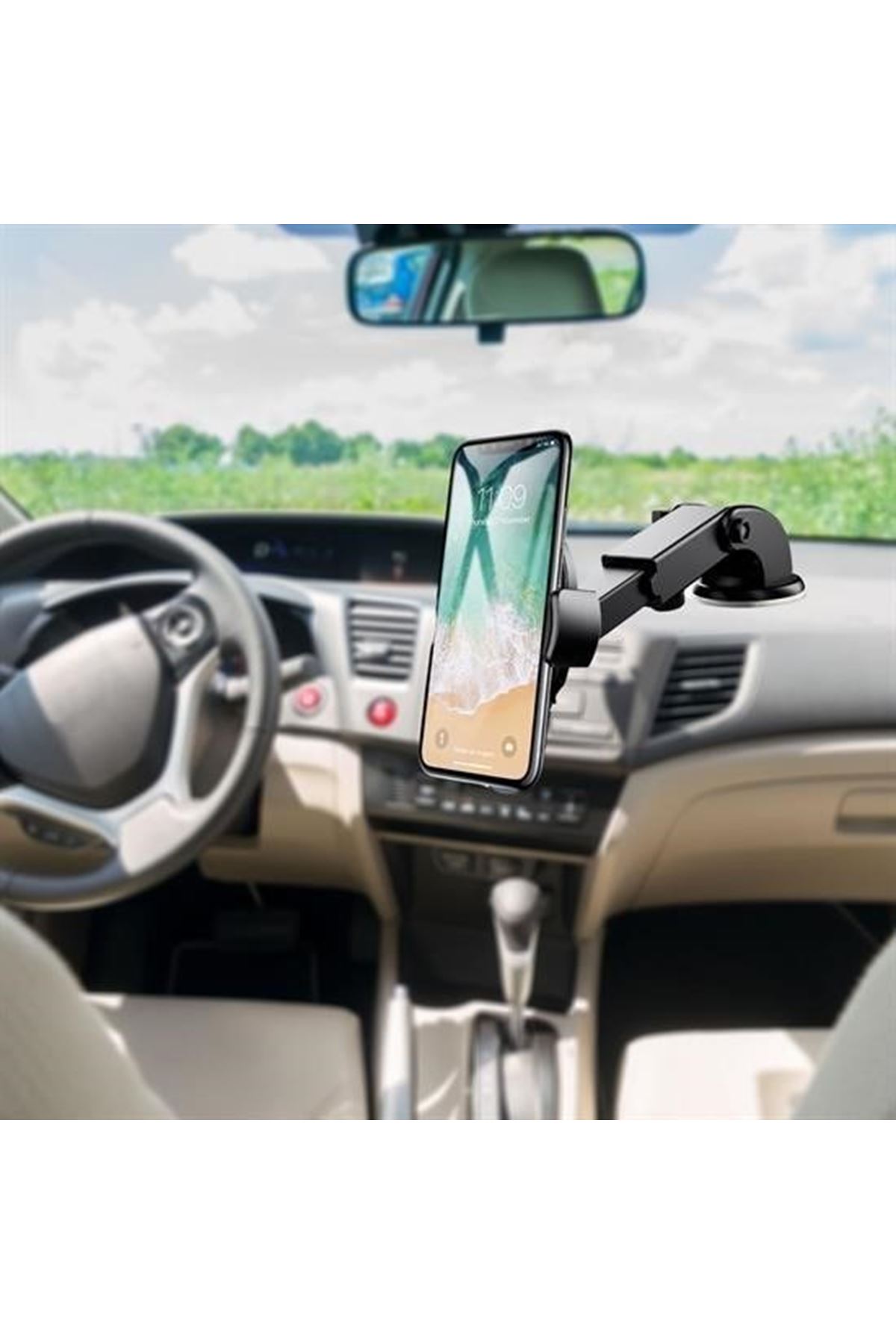 Tbl Dekor® 360 Derece Dönen Torpido Üstü Uzunluk Ayarlamalı Vantuzlu Teleskopik Araç Telefon Tutucu