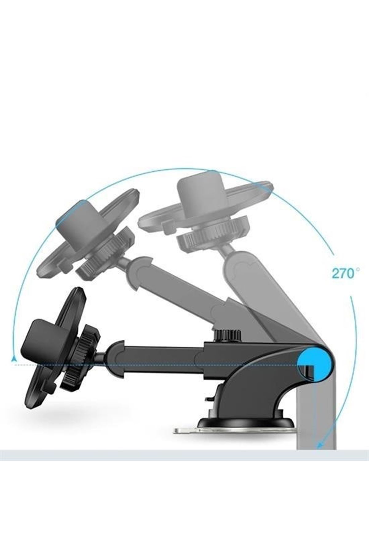 Tbl Dekor® 360 Derece Dönen Torpido Üstü Uzunluk Ayarlamalı Vantuzlu Teleskopik Araç Telefon Tutucu