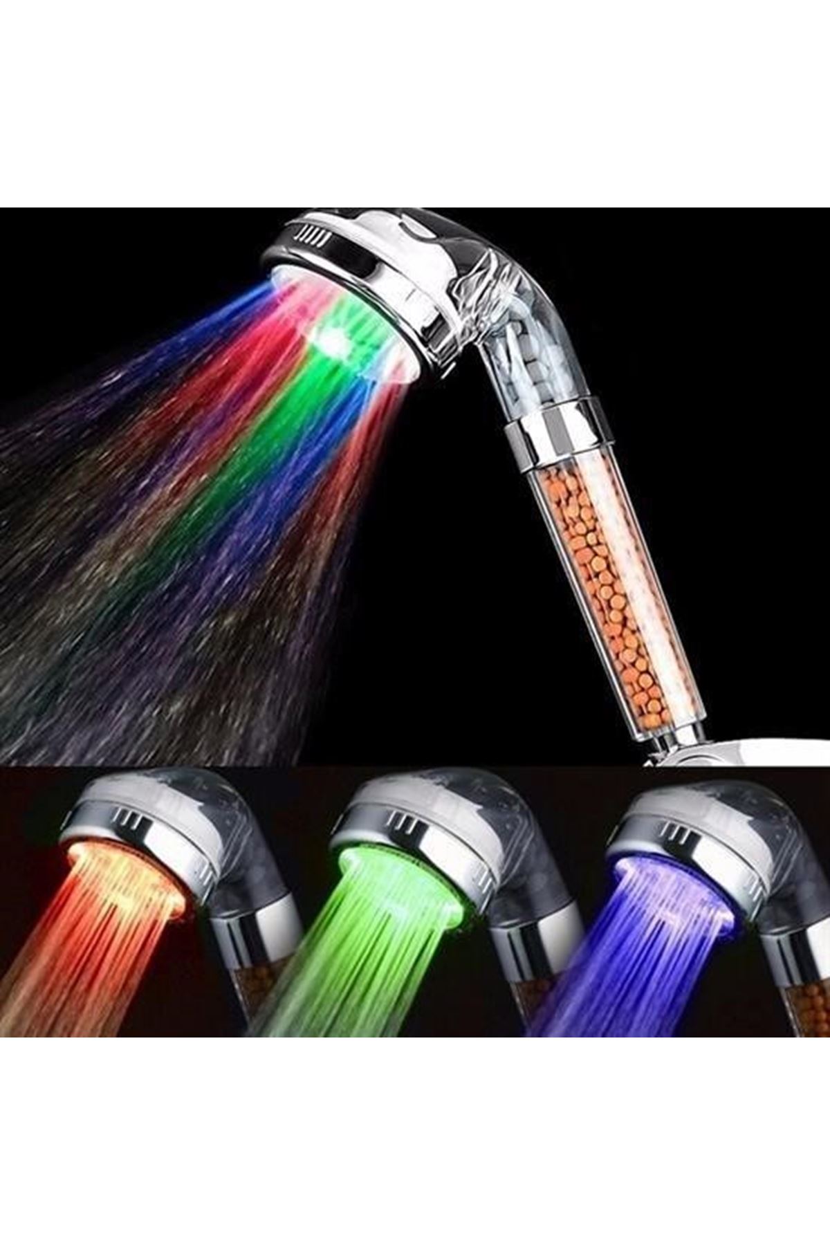Tbl Dekor® Renk Değiştiren Led Işıklı Su Tasarruflu Basınçlı Duş Başlığı