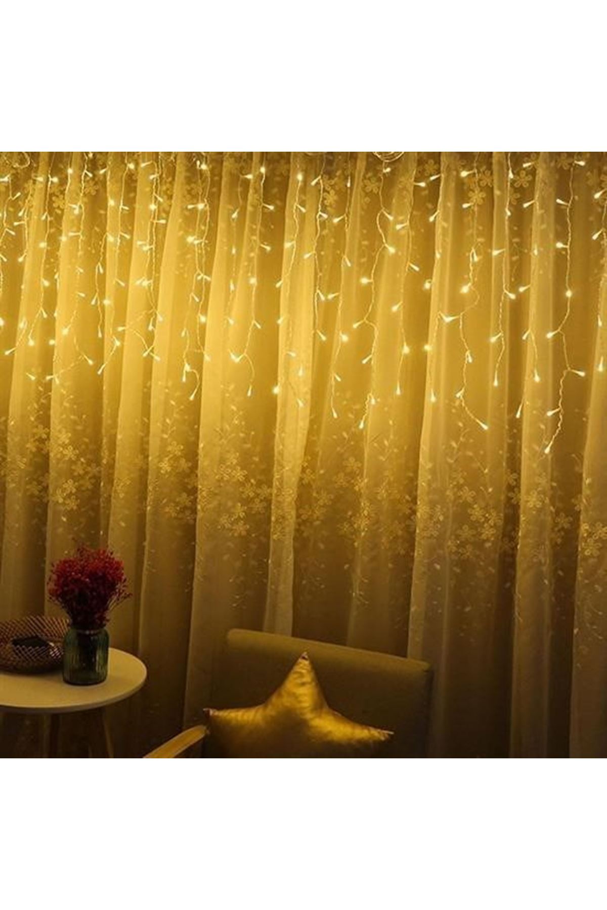 Tbl Dekor® 8 Fonksiyonlu 16 Saçaklı Perde Led 3 x 1 (Günışığı)