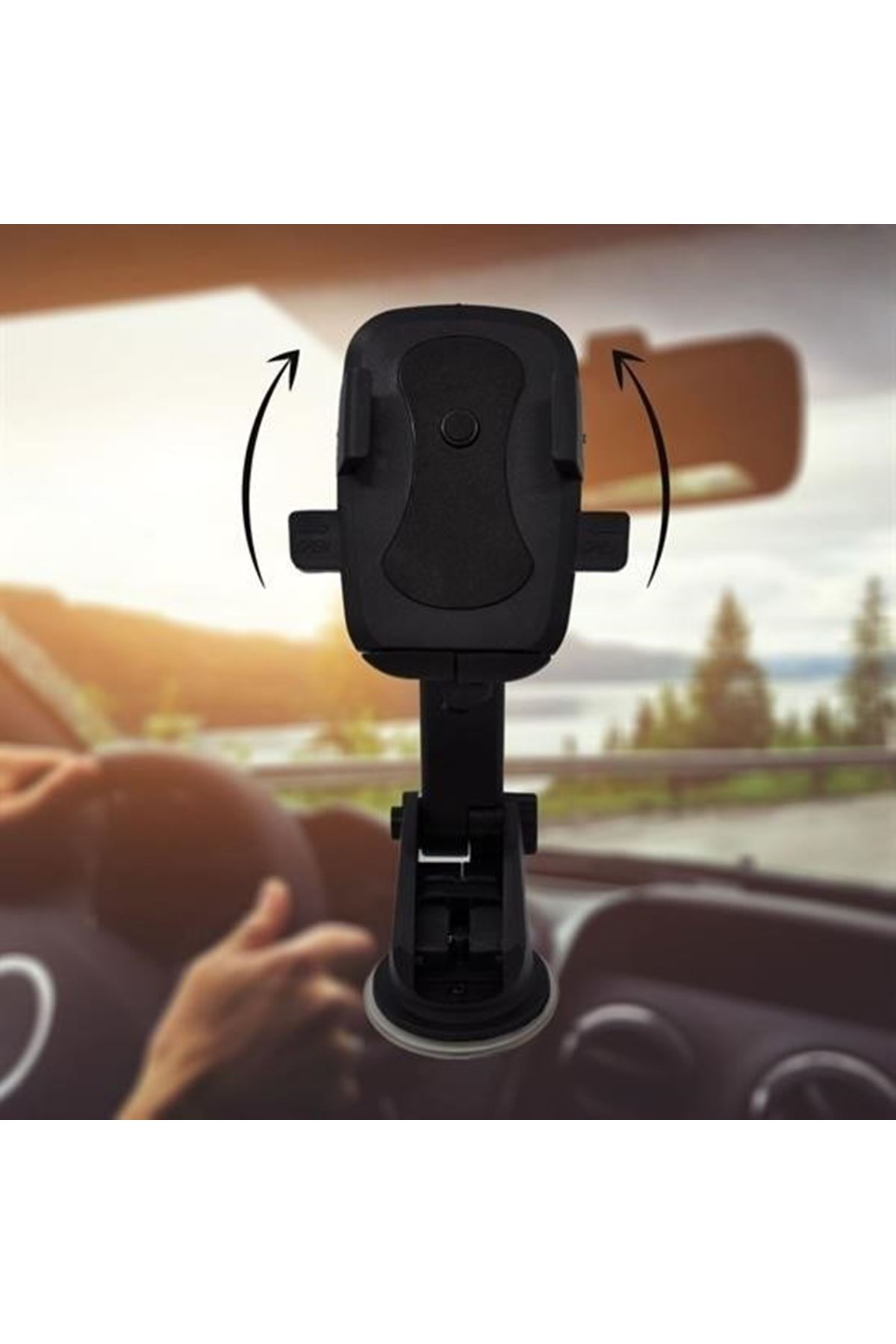 Tbl Dekor® 360 Derece Dönen Torpido Üstü Uzunluk Ayarlamalı Vantuzlu Teleskopik Araç Telefon Tutucu