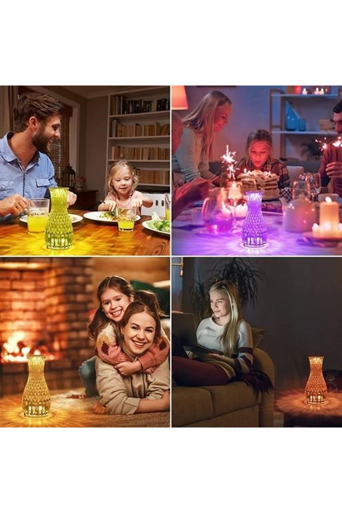 Tbl Dekor® Sürahi Model USB Şarjlı Kumandalı 16 Farklı Işık Modlu Masa Üstü Kristal Akrilik Lamba Led