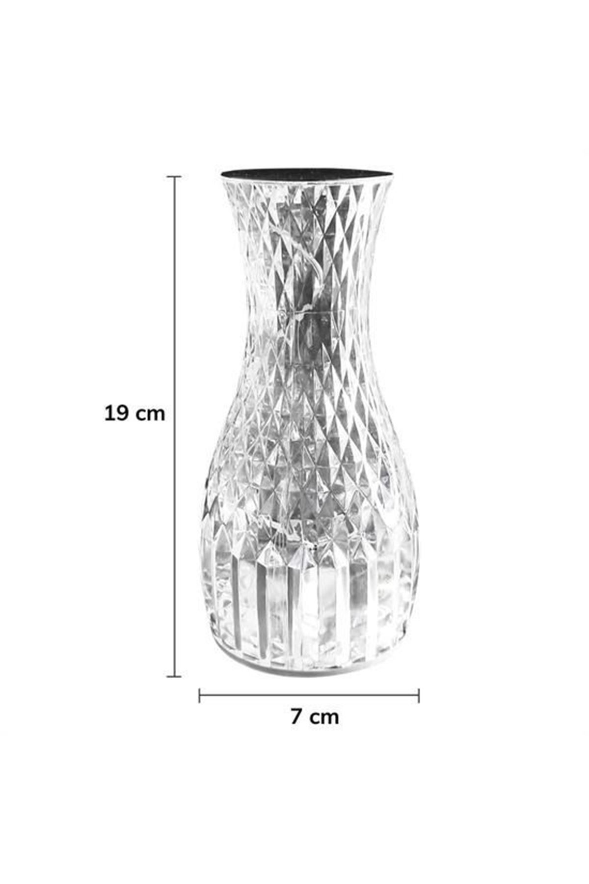 Tbl Dekor® Sürahi Model USB Şarjlı Kumandalı 16 Farklı Işık Modlu Masa Üstü Kristal Akrilik Lamba Led