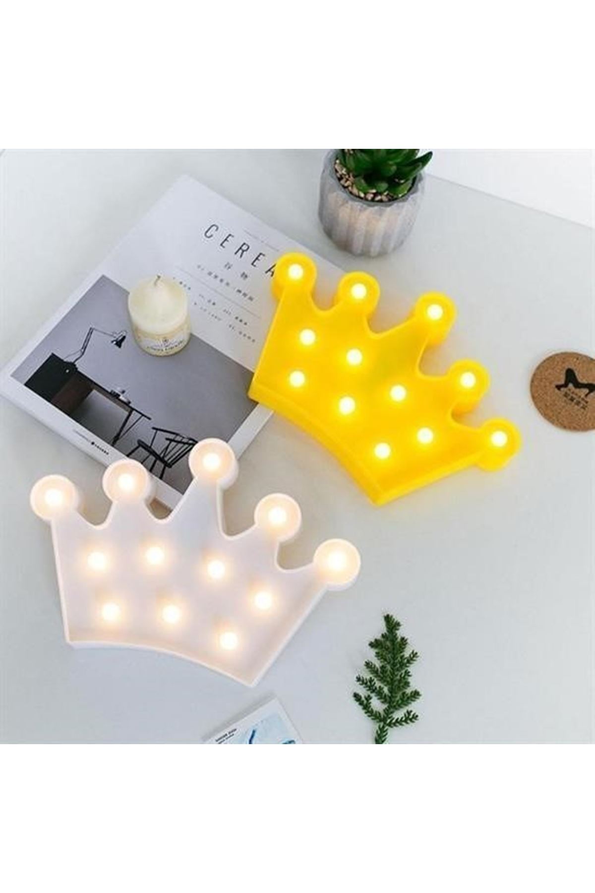 Tbl Dekor® 3D Dekoratif Pilli Kraliçe Tacı Model Led Masa ve Gece Lambası