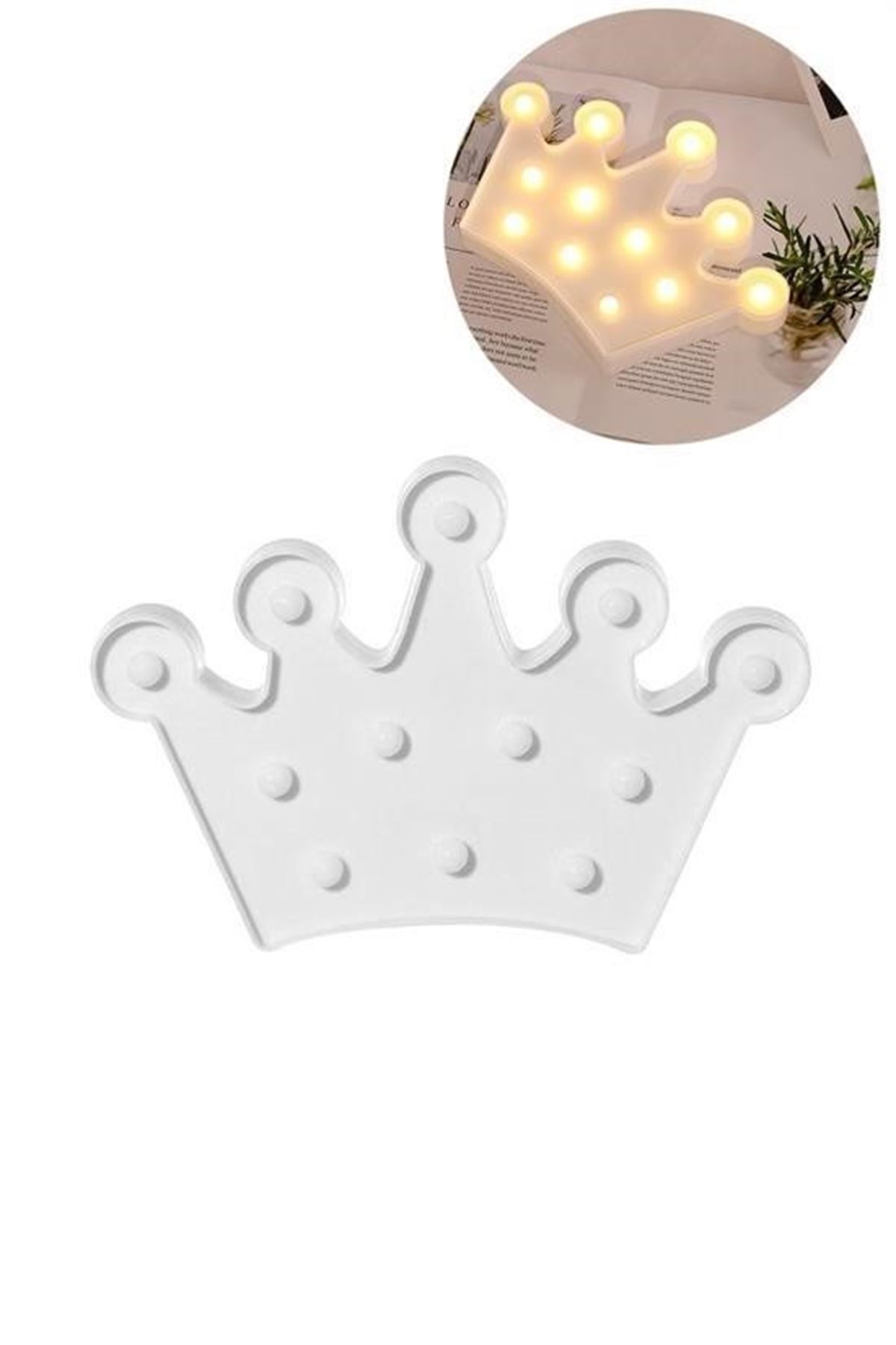 Tbl Dekor® 3D Dekoratif Pilli Kraliçe Tacı Model Led Masa ve Gece Lambası
