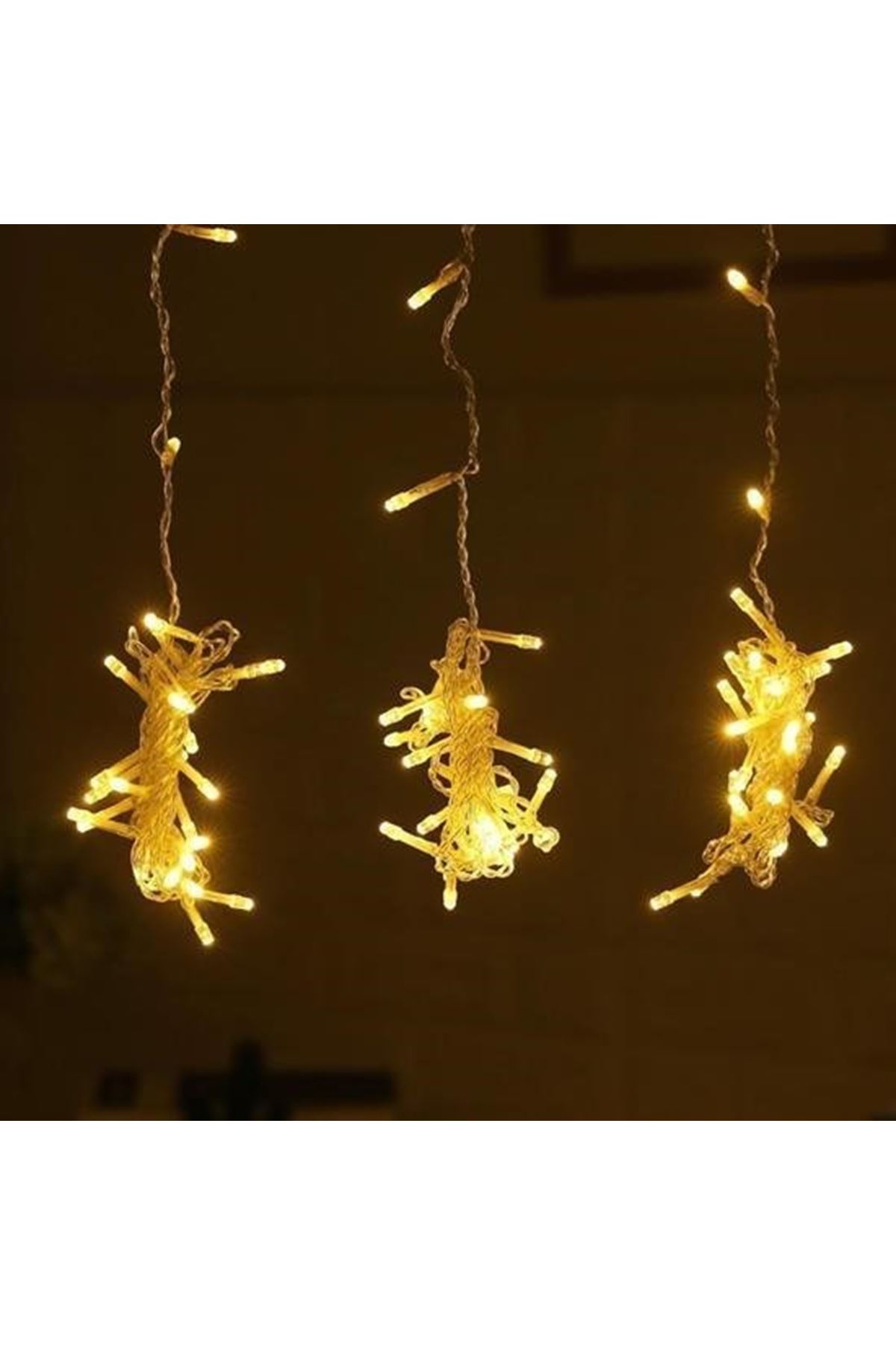 Tbl Dekor® 8 Fonksiyonlu 200 Led 10 Saçak Şerit Led 2x2 Perde İp Led  (Gün Işığı)