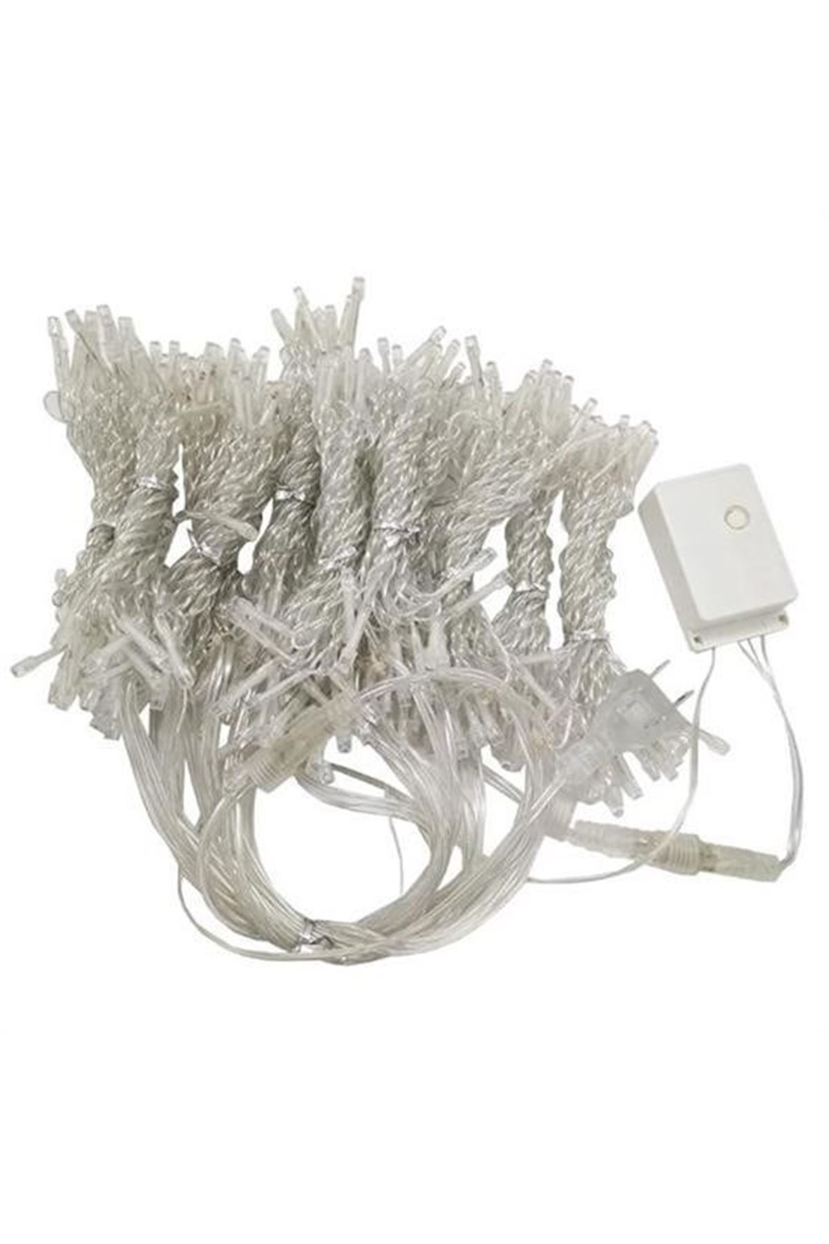 Tbl Dekor® 8 Fonksiyonlu 200 Led 10 Saçak Şerit Led 2x2 Perde İp Led  (Gün Işığı)