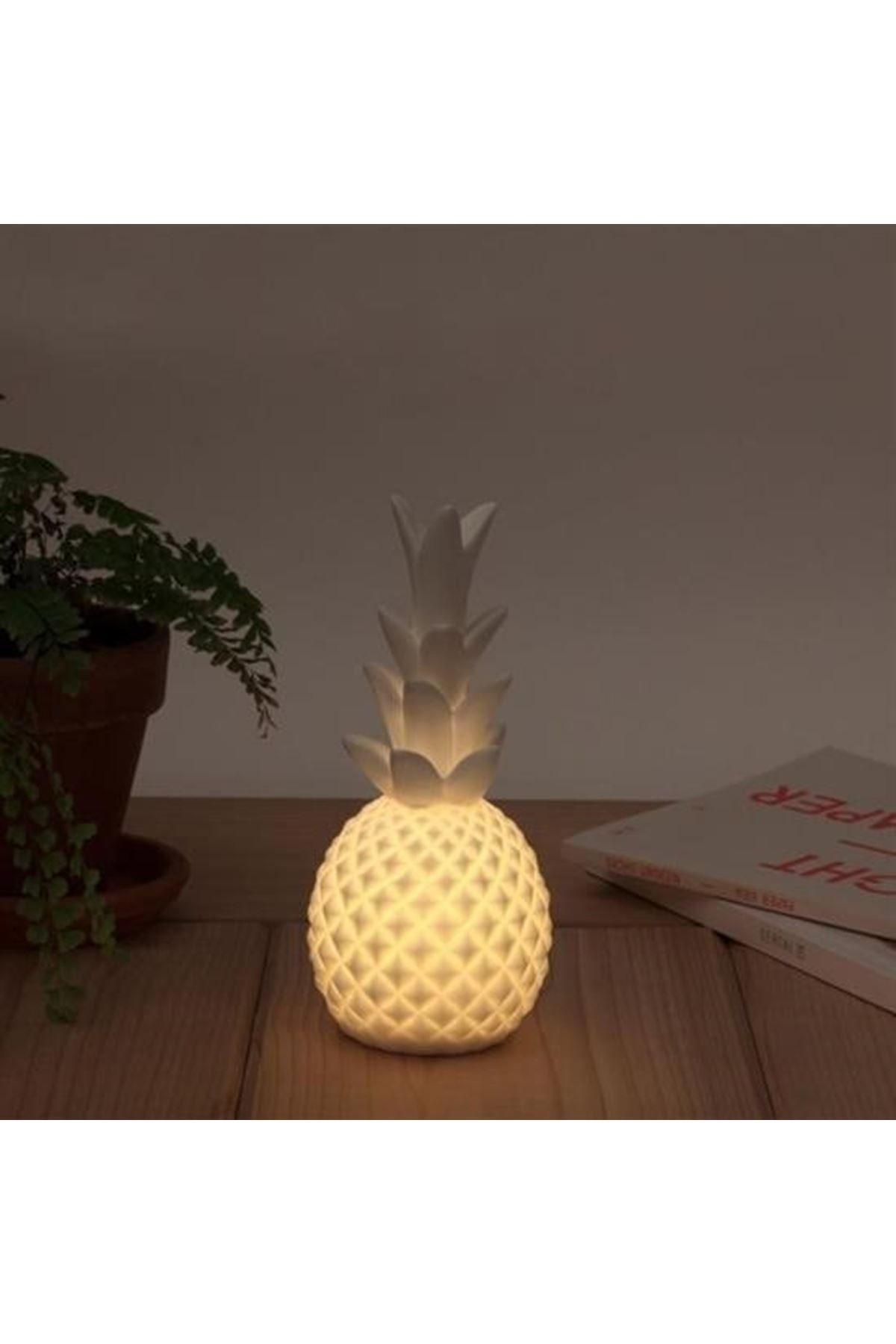 Tbl Dekor® Ananas Şeklinde Desenli Büyük Boy Pilli Masa ve Gece Lambası