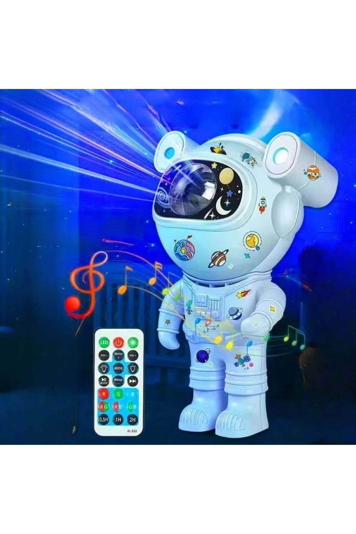 Tbl Dekor® Stickerlı ,Kumandalı ASTRONOT Model Gece Lambası