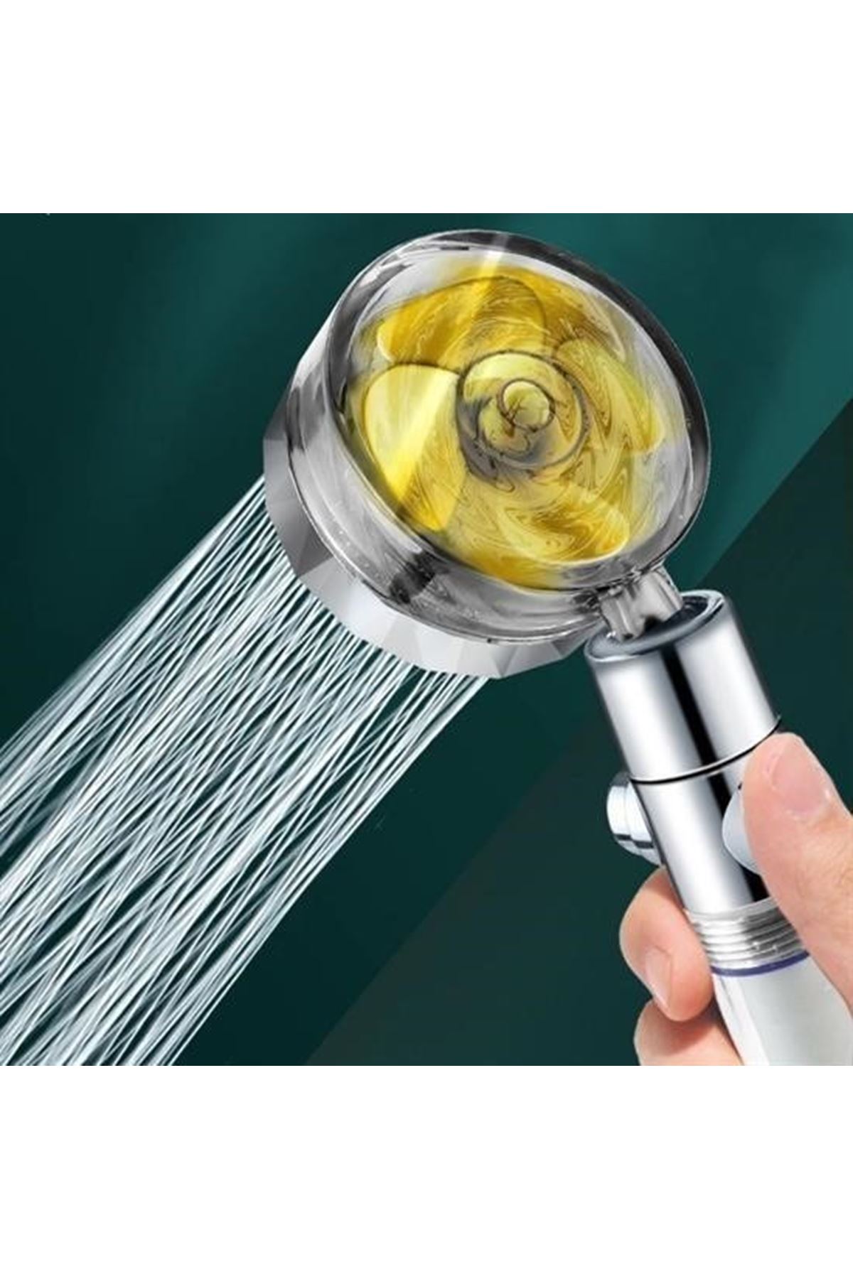 Tbl Dekor® Turbo Pervaneli ve Filtreli Su Tasarruflu 360 Derece Dönebilen Tazyikli Duş Başlığı