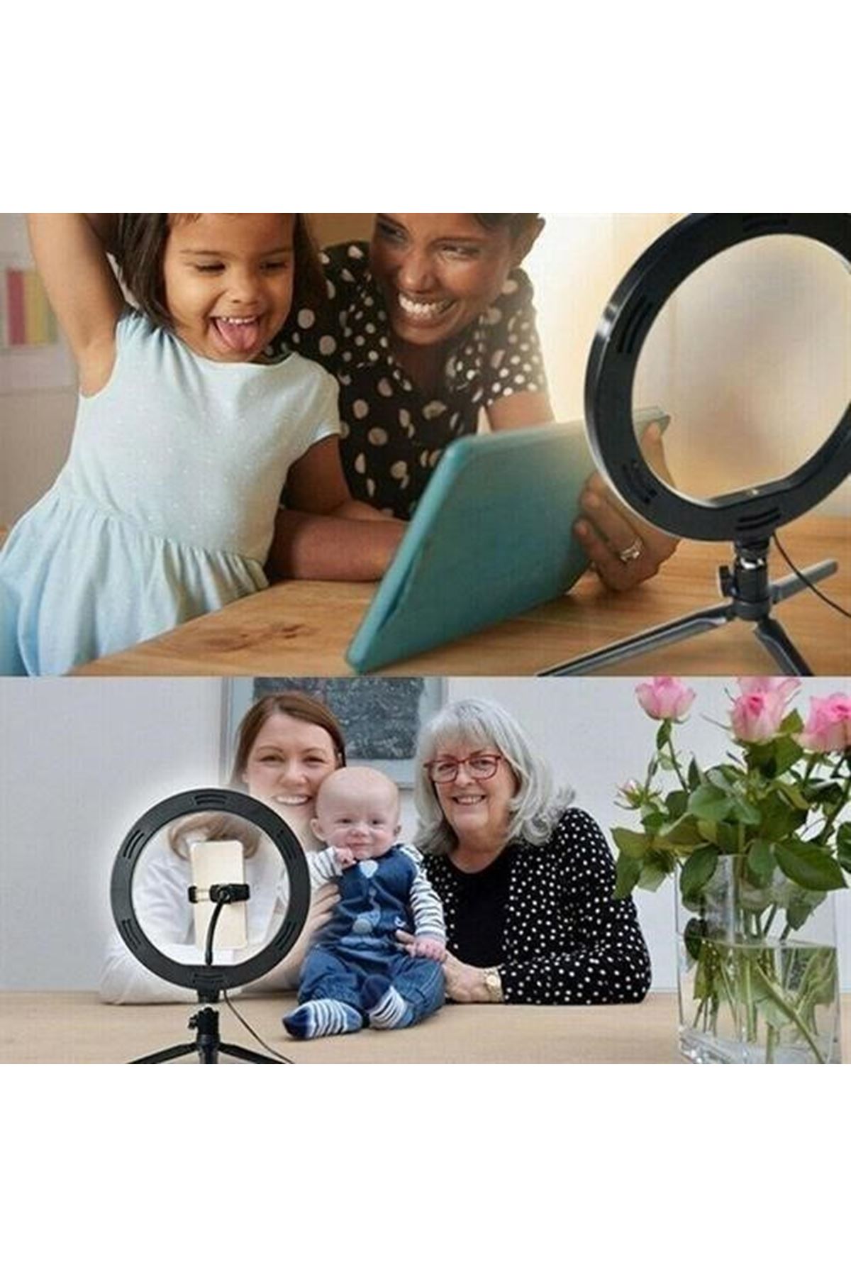 Tbl Dekor® 8inç 20cm Youtube Instagram Tiktok Selfie  Stüdyo Video Fotoğraf Ring Light  Tripod Led Halk