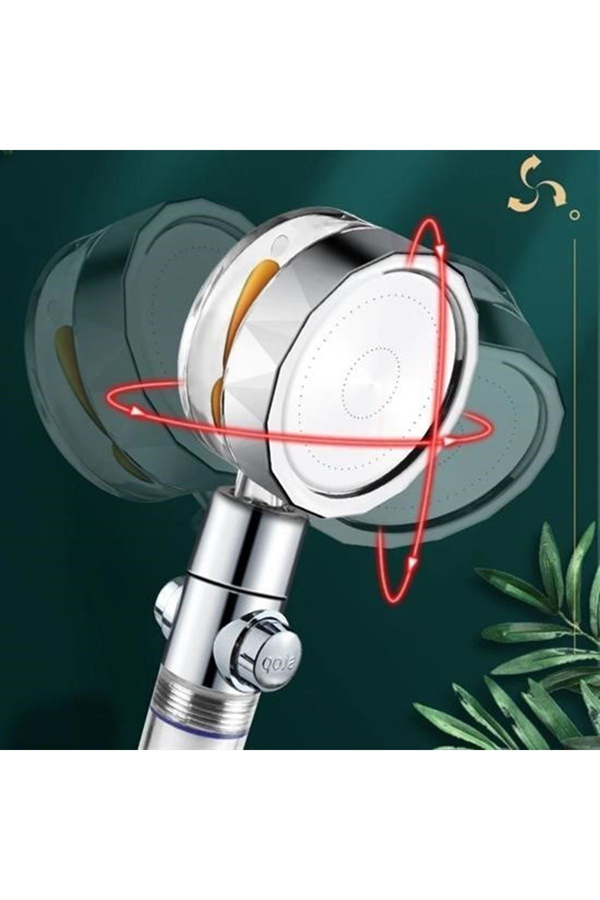 Tbl Dekor® Turbo Pervaneli ve Filtreli Su Tasarruflu 360 Derece Dönebilen Tazyikli Duş Başlığı