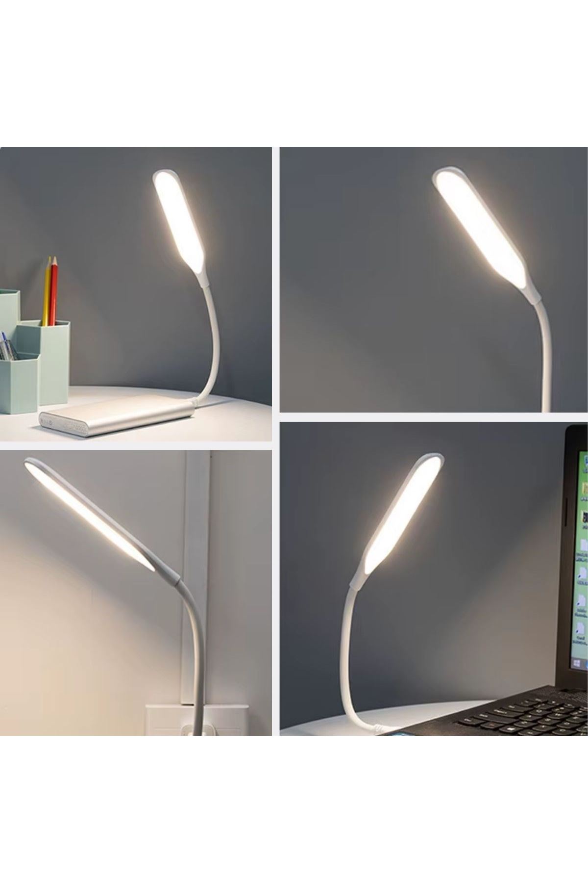 Tbl Dekor® USB Girişli 14 Ledli 3 Kademeli Dokunmatik Masa/Kitap Okuma Lambası Ledi Beyaz