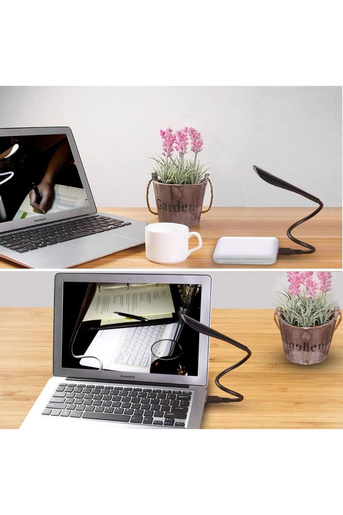 Tbl Dekor® USB Girişli 14 Ledli 3 Kademeli Dokunmatik Masa/Kitap Okuma Lambası Ledi Siyah