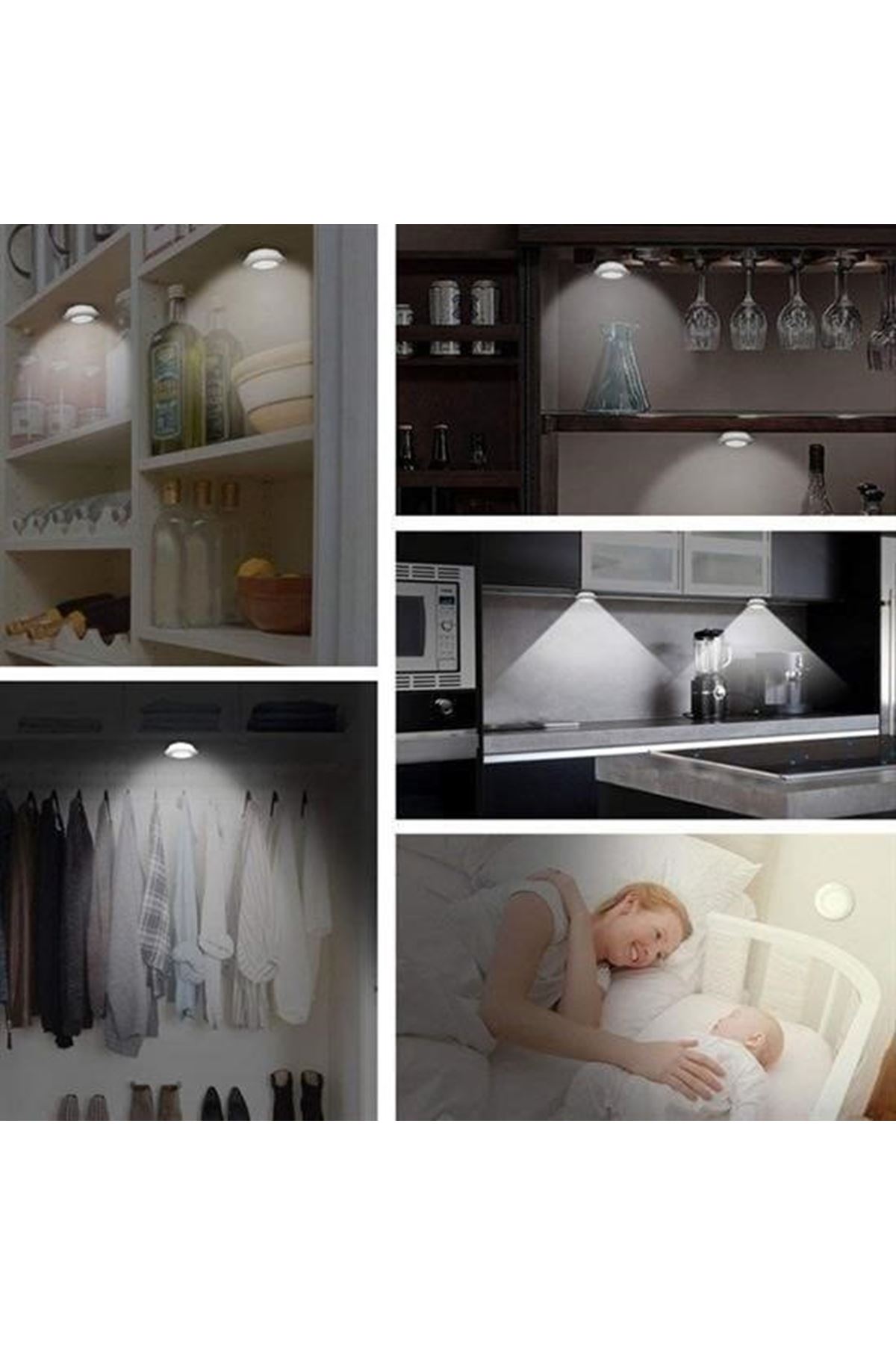 Tbl Dekor® 3lü Uzaktan Kumandalı Pilli Yapışkanlı Kablosuz Led Spot Lambalar