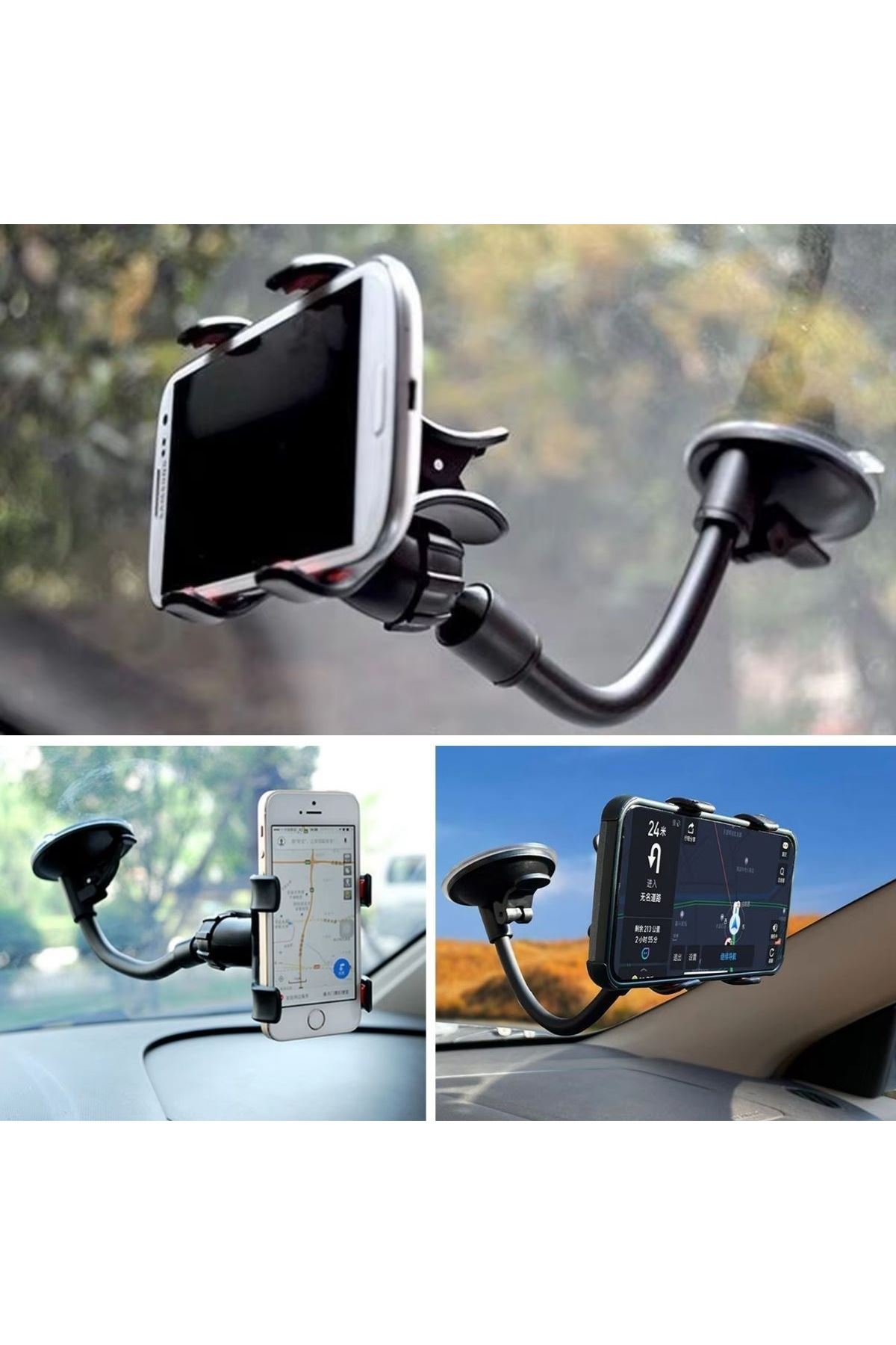 Tbl Dekor® Akrobat Cama Sabitlenen Güçlü Vakumlu 360 Derece Dönen Tüm Modellere Uyan Oto Telefon Tutucu