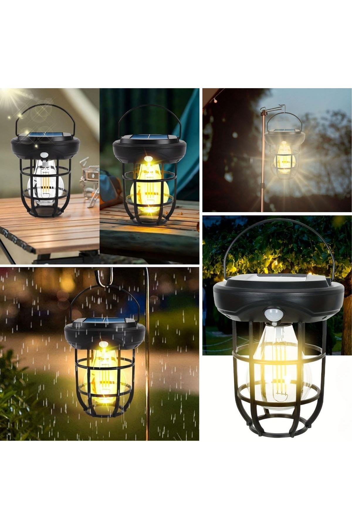 Tbl Dekor® Solar Kamp Feneri – Güneş Enerjili, Otomatik Şarj ve Gece Işığı, Taşınabilir ve Asılabilir LED Dış Mekan Lamba
