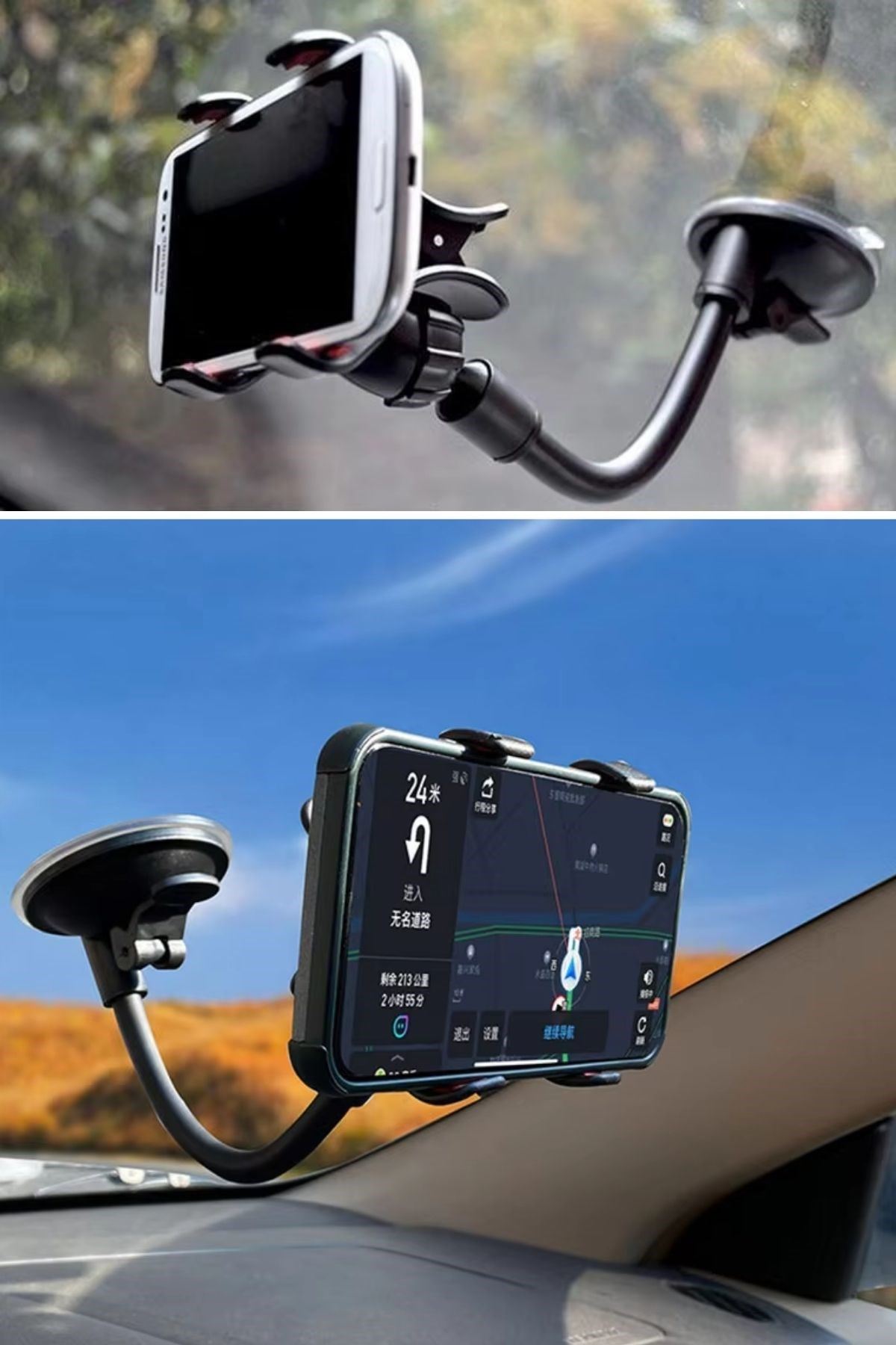 Tbl Dekor® Akrobat Cama Sabitlenen Güçlü Vakumlu 360 Derece Dönen Tüm Modellere Uyan Oto Telefon Tutucu