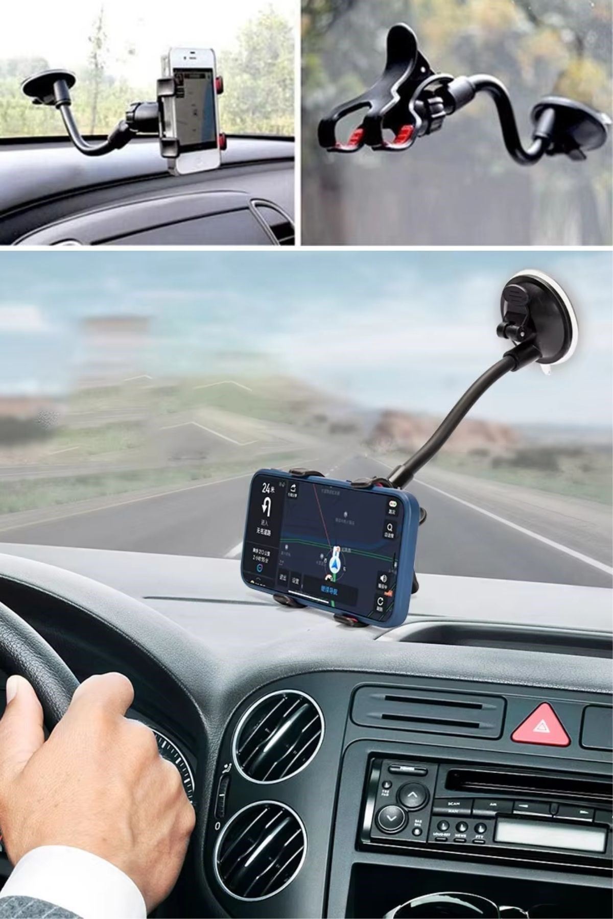 Tbl Dekor® Akrobat Cama Sabitlenen Güçlü Vakumlu 360 Derece Dönen Tüm Modellere Uyan Oto Telefon Tutucu