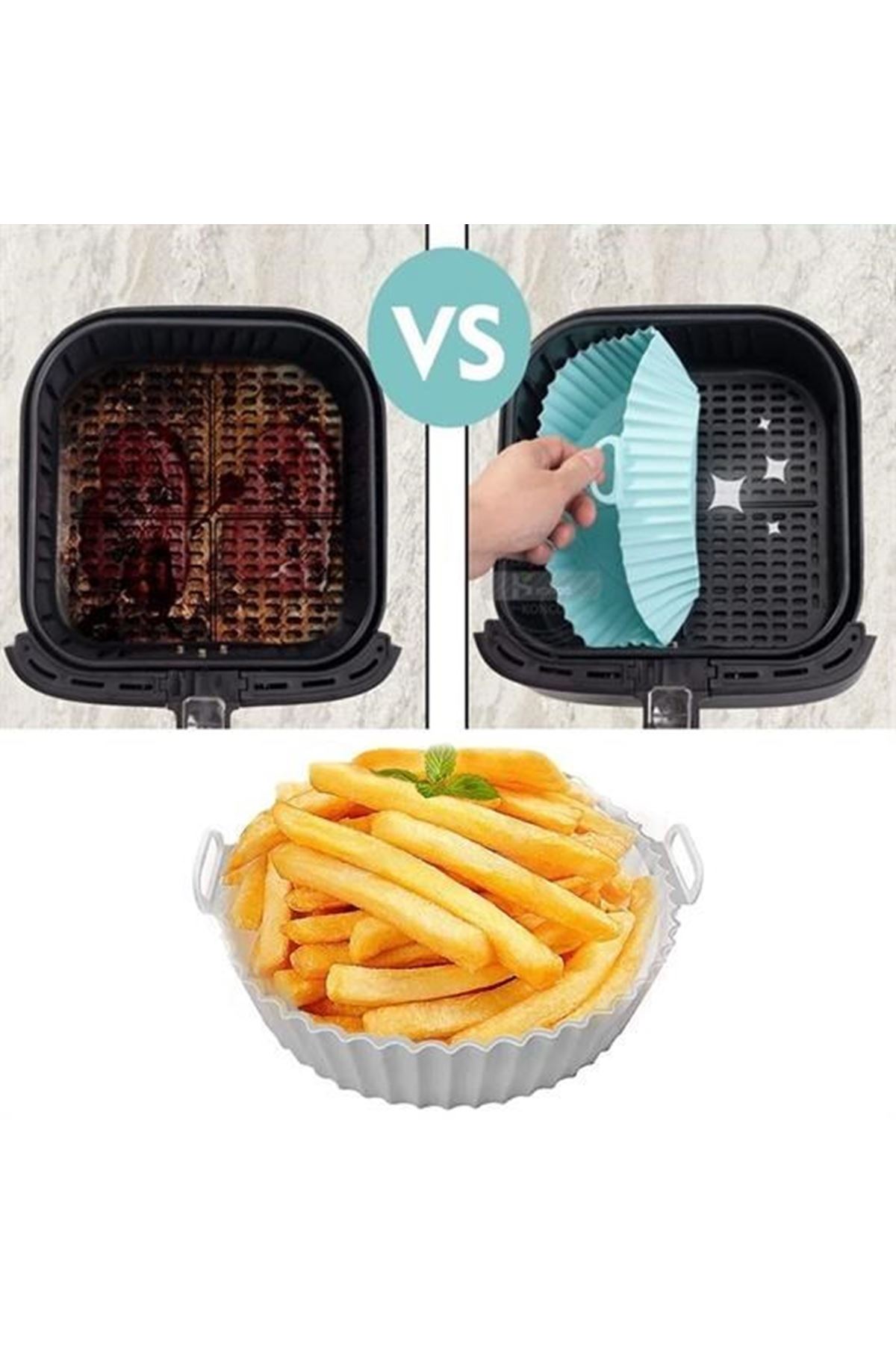 Tbl Dekor® Renkli Isıya Dayanıklı Yıkanılabilir Silikon Fırın Ve Airfryer Yuvarlak Pişirme Matı 20 Cm