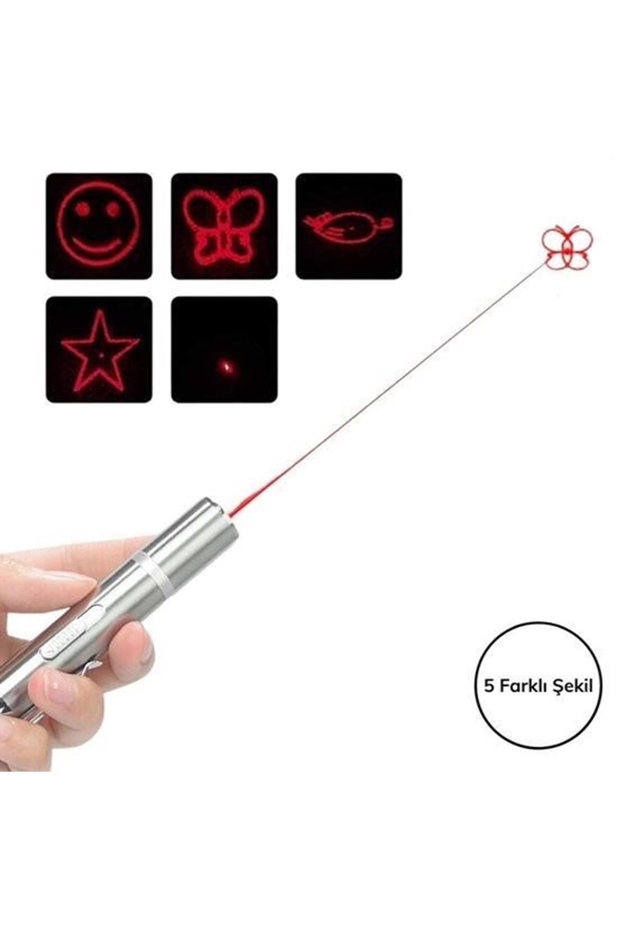 Tbl Dekor® Usb İle Şarj Edilebilen 3In 1 Kırmızı Işık +Beyaz Led Meşale Işık + Uv El Feneri Kedi Lazeri