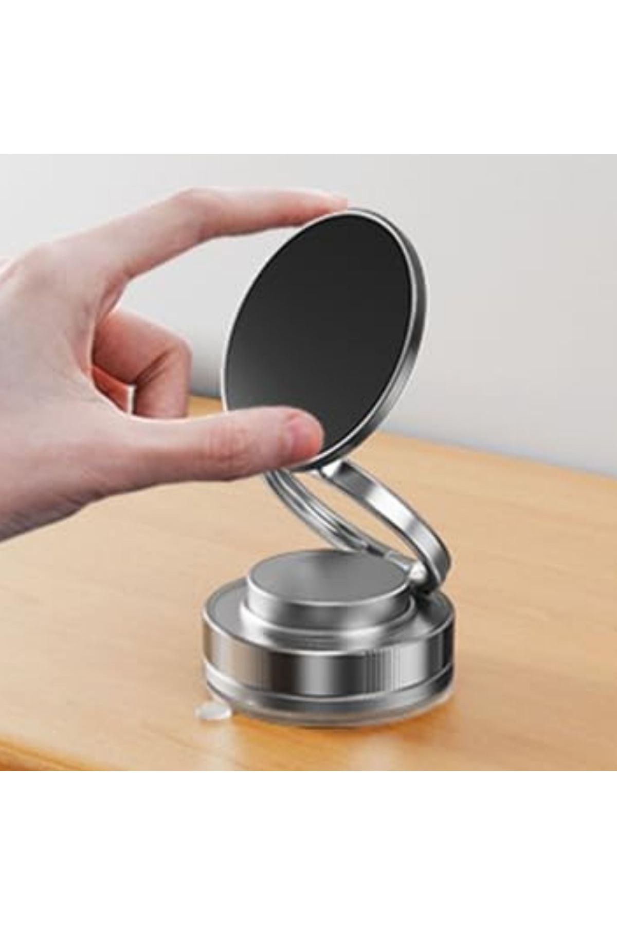 Tbl Dekor® Vakumlu Manyetik Telefon Tutucu – Güçlü Vakum 360° Döner Araç İçi Telefon Standı, Ultra Sabit Manyetik Destekli Mobil Cihaz Aparatı