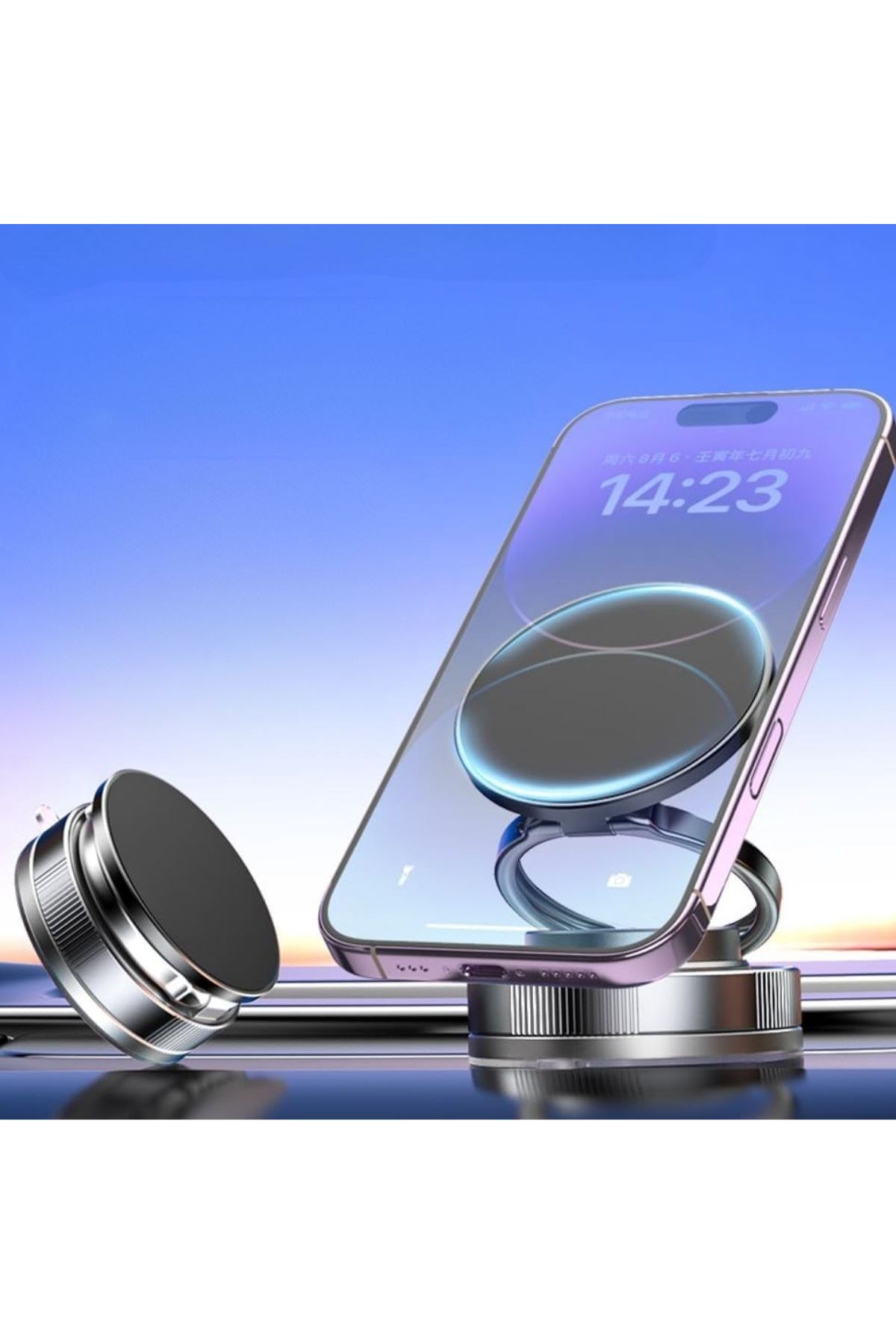 Tbl Dekor® Vakumlu Manyetik Telefon Tutucu – Güçlü Vakum 360° Döner Araç İçi Telefon Standı, Ultra Sabit Manyetik Destekli Mobil Cihaz Aparatı
