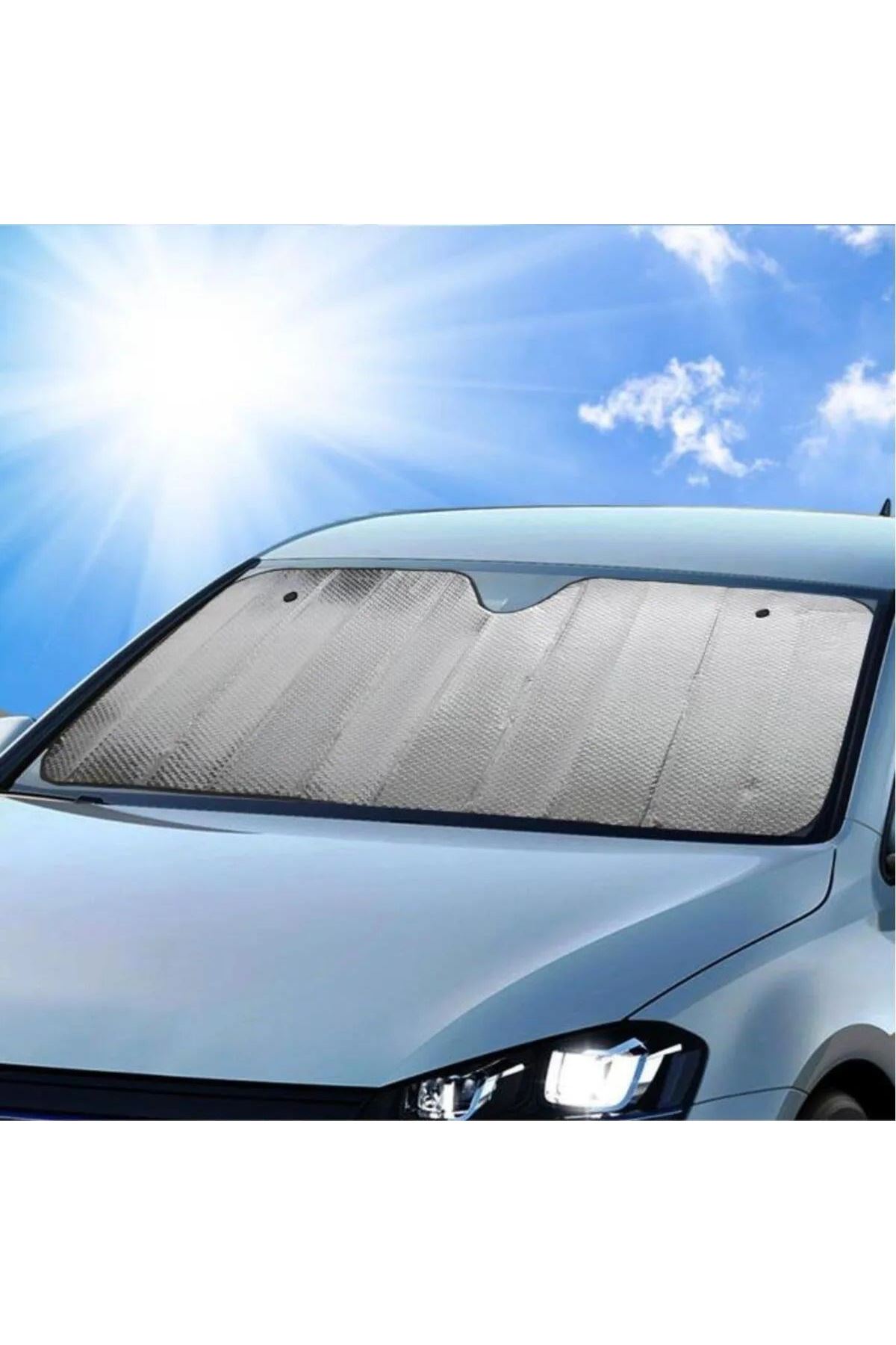 Tbl Dekor® 120*55 cm Ambalajlı Vantuzlu Araç İçi Ön Cam Perdesi Katlanabilir Güneşlik