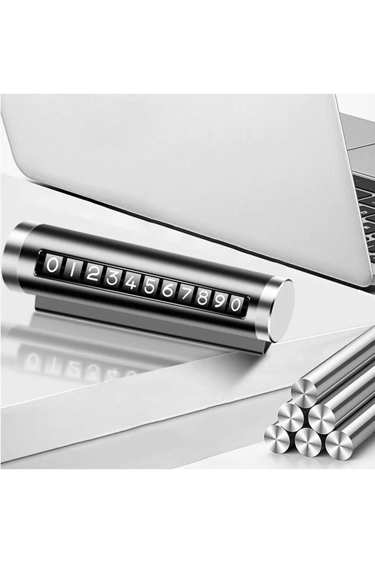 Tbl Dekor® Alüminyum Kasa Siyah Renk Çevirmeli Araç Içi Telefon Numaratörü Park Oto Numaratörü