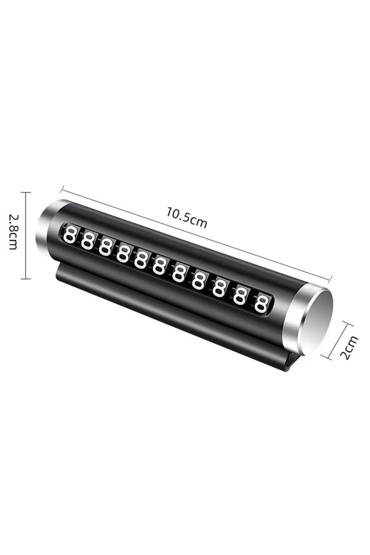 Tbl Dekor® Alüminyum Kasa Siyah Renk Çevirmeli Araç Içi Telefon Numaratörü Park Oto Numaratörü