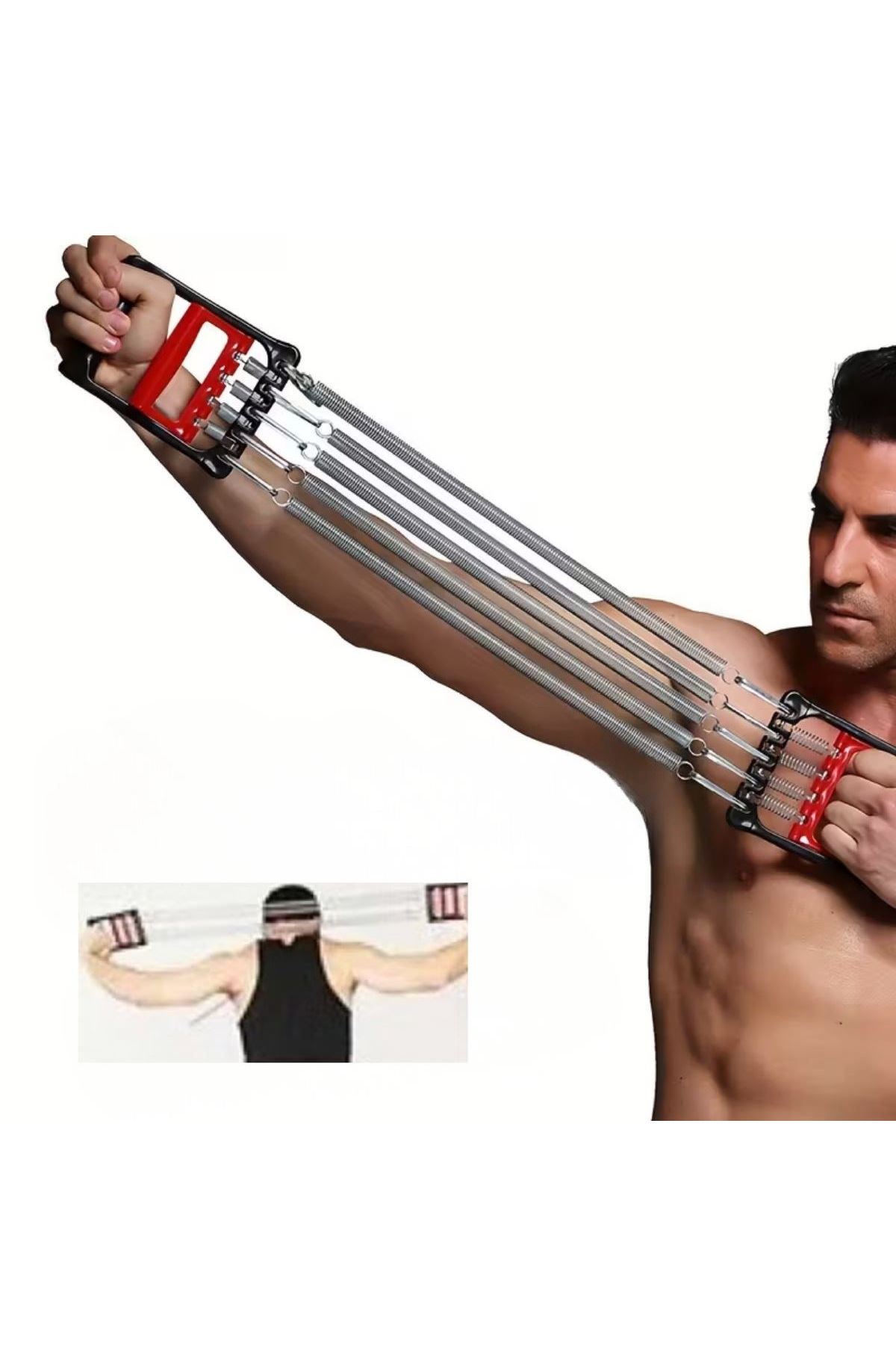 Tbl Dekor® Göğüs Genişletme ve Kuvvet Egzersiz Aleti – 5 Yaylı 5 Kademeli Ayarlanabilir Fitness ve Kuvvet Antrenmanı Ekipmanı